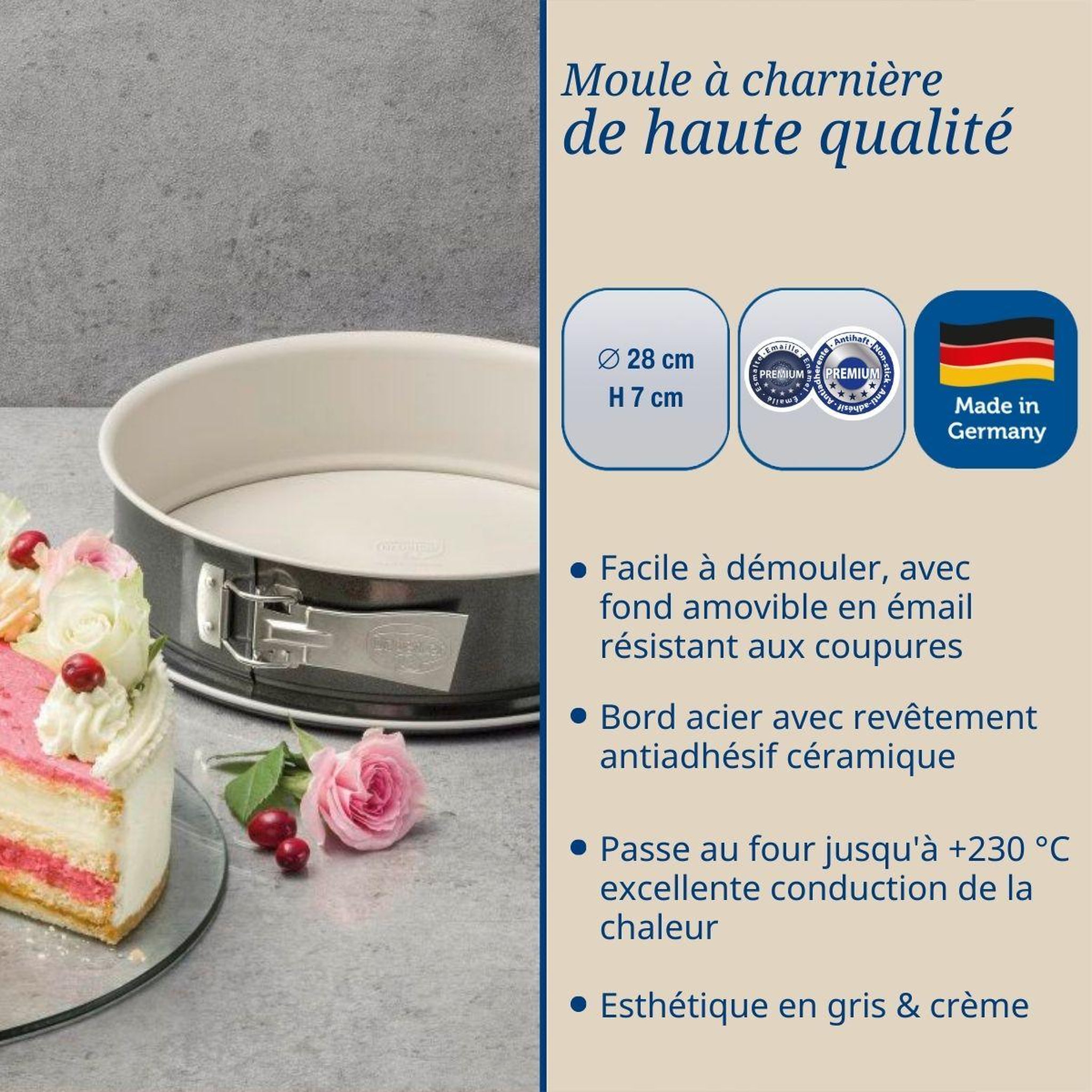Voir la diapositive 3 : DR.OETKER Lot de 2 moules à gâteaux 28/28 cm en acier dr oetker back-trend