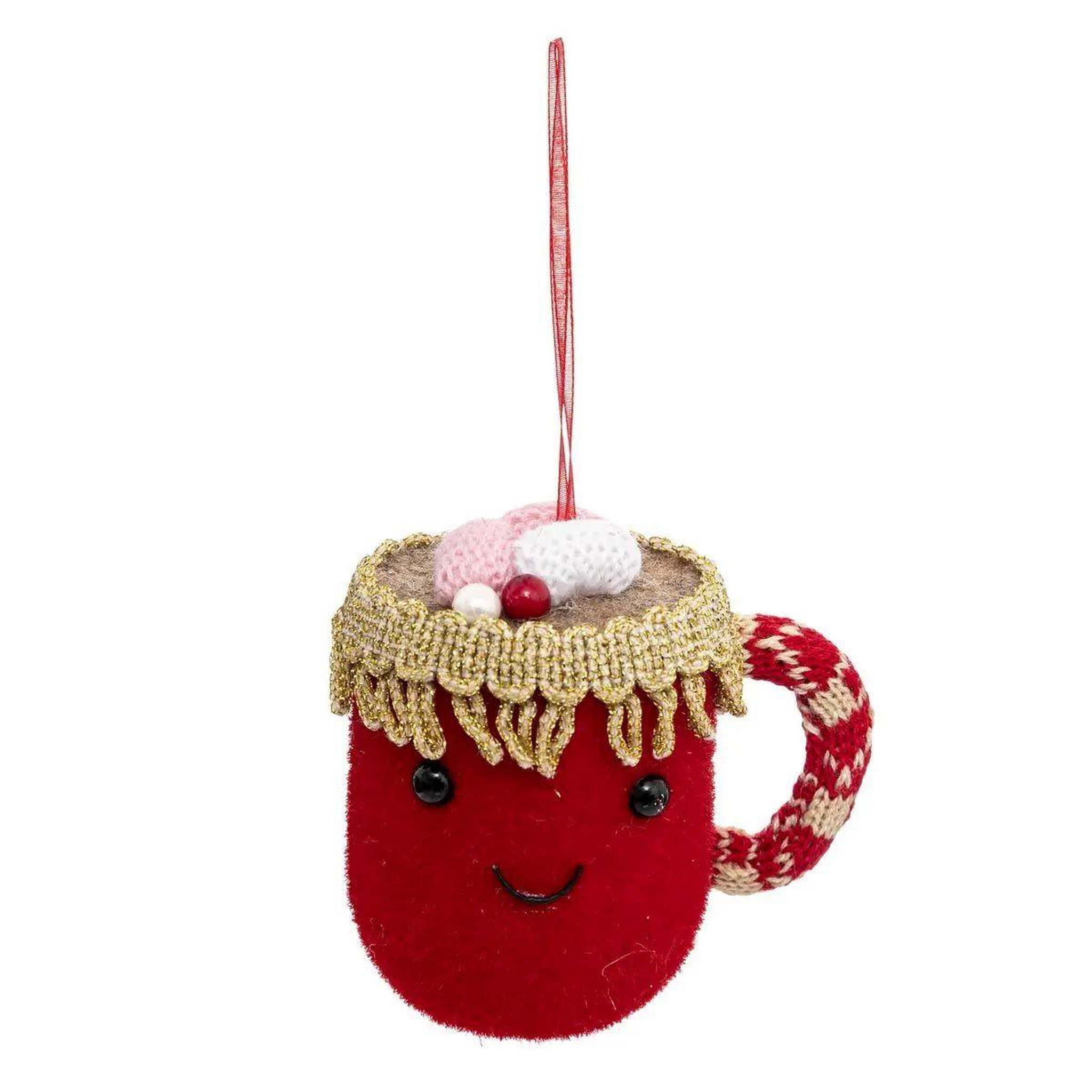 ATMOSPHERA Sujet de noël déco  mug chocolat  10cm rouge