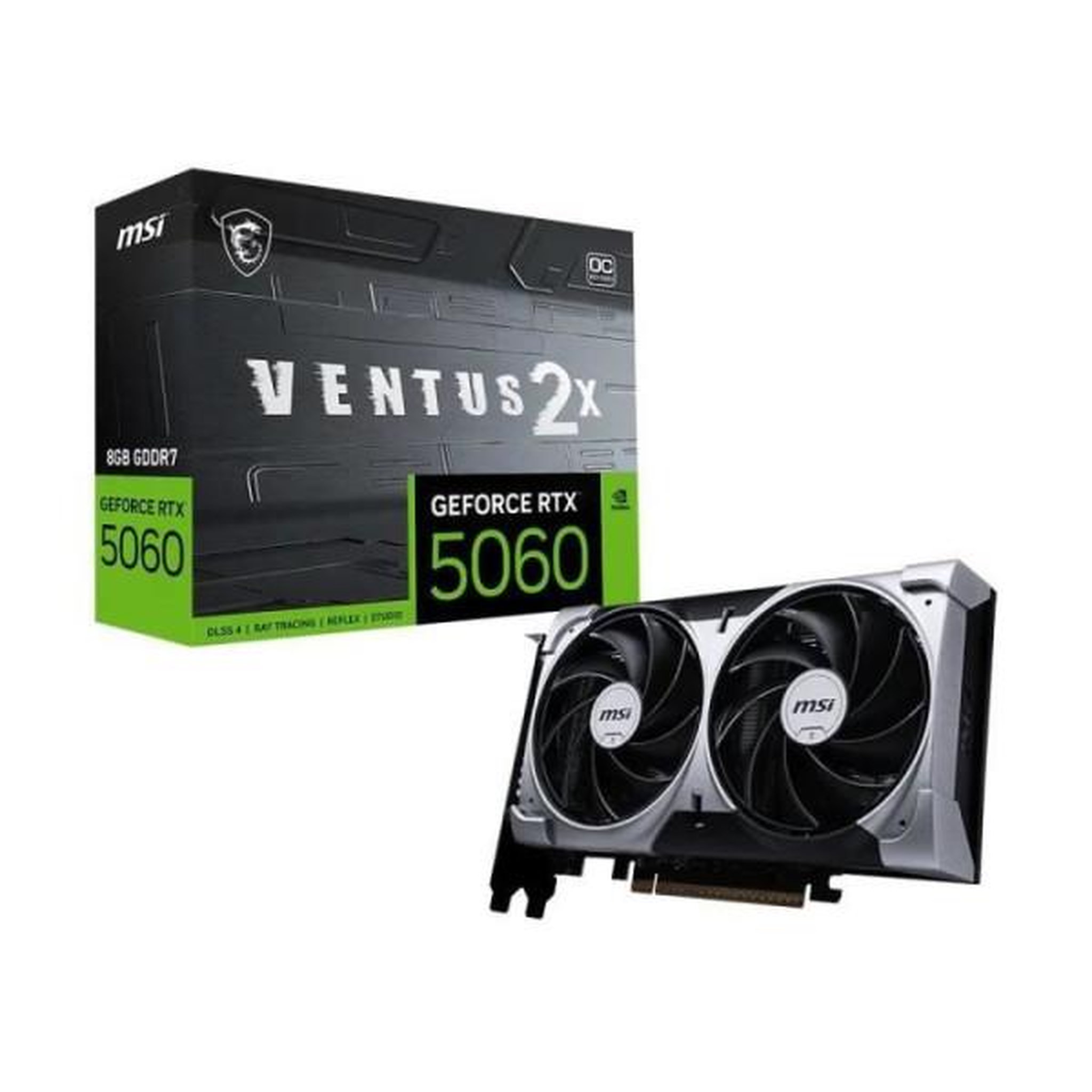 MSI Carte graphique - MSI - GeForce RTX 5060 VENTUS 2X OC 8G - 8 Go GDDR6 - Double ventilateur TORX - Refroidissement efficace