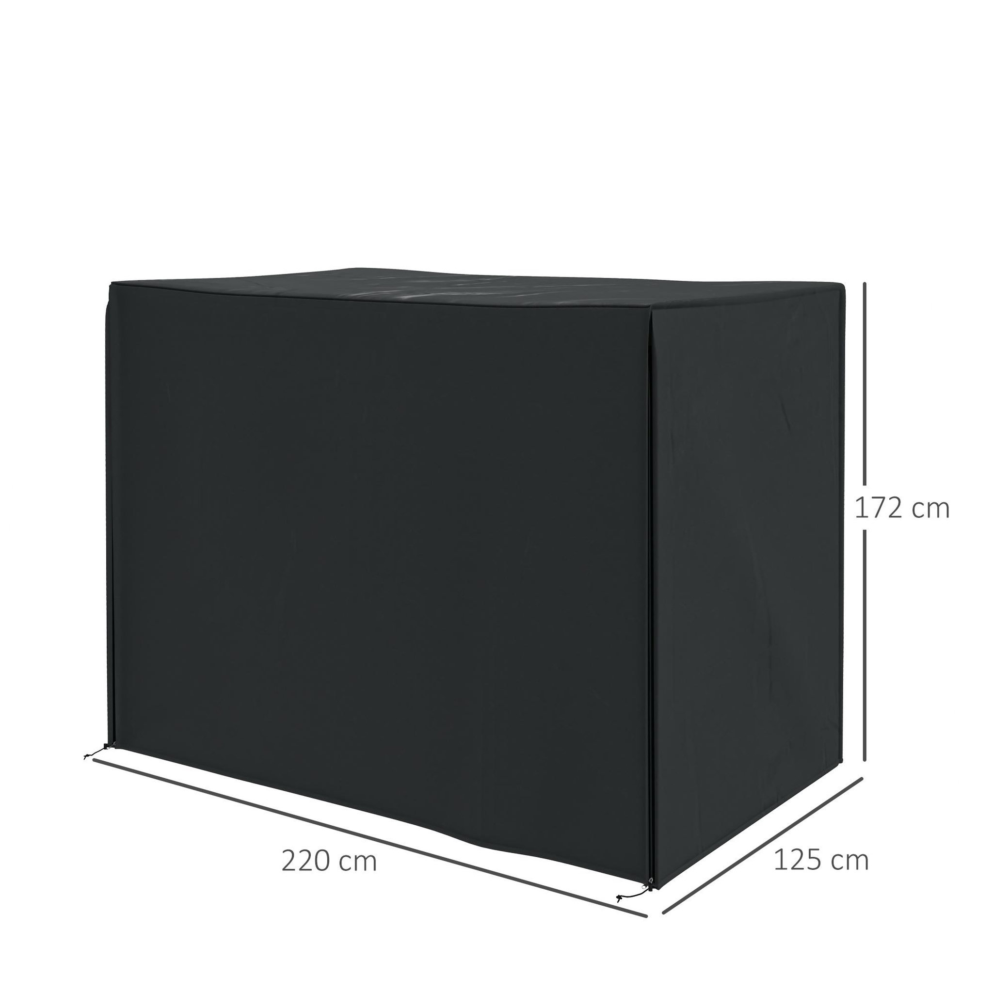 Voir la diapositive 3 : OUTSUNNY Housse de protection balancelle de jardin 3 places - imperméable, anti-uv, zip - dim. 2,20l x 1,25l x 1,72h m - noir