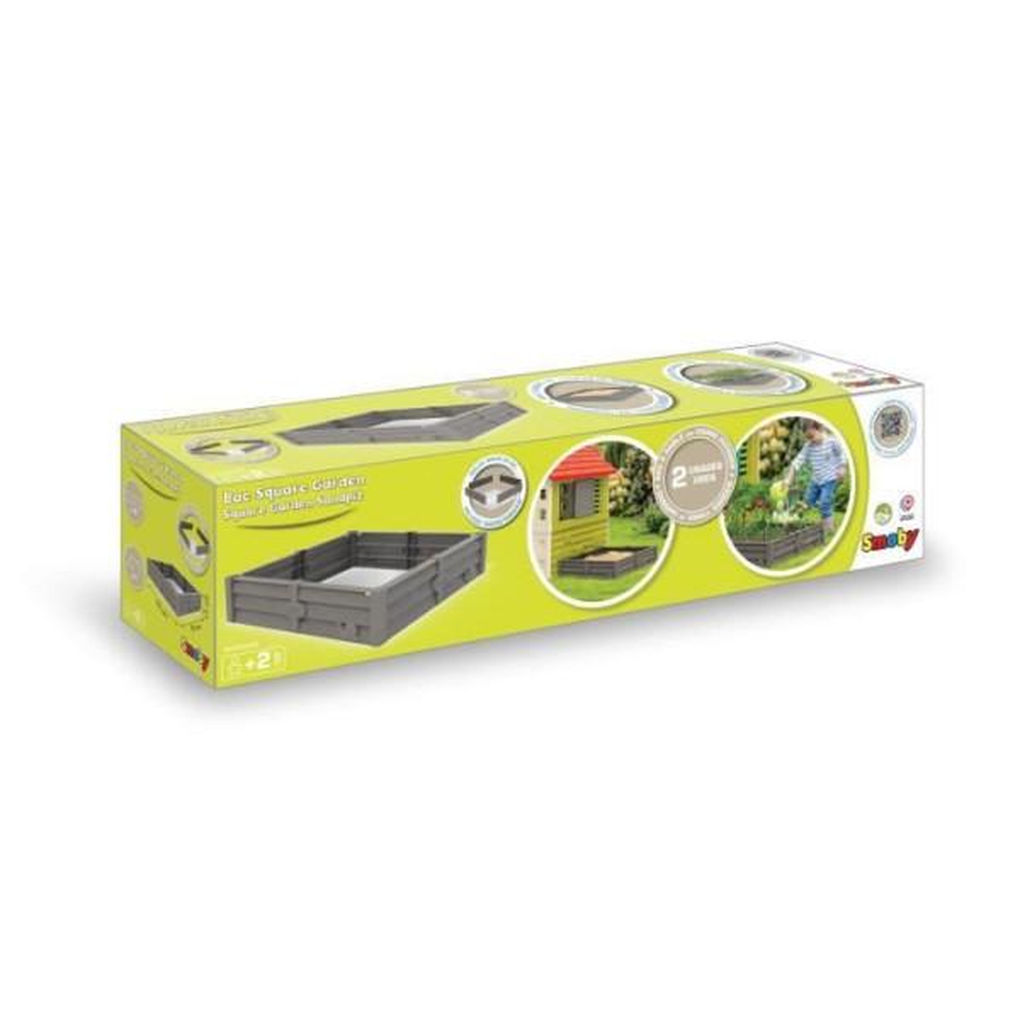 SMOBY SMOBY Bac Square Garden 2 en 1 : bac a sable et carré potager - 76x76cm - Bâche de fond fournie