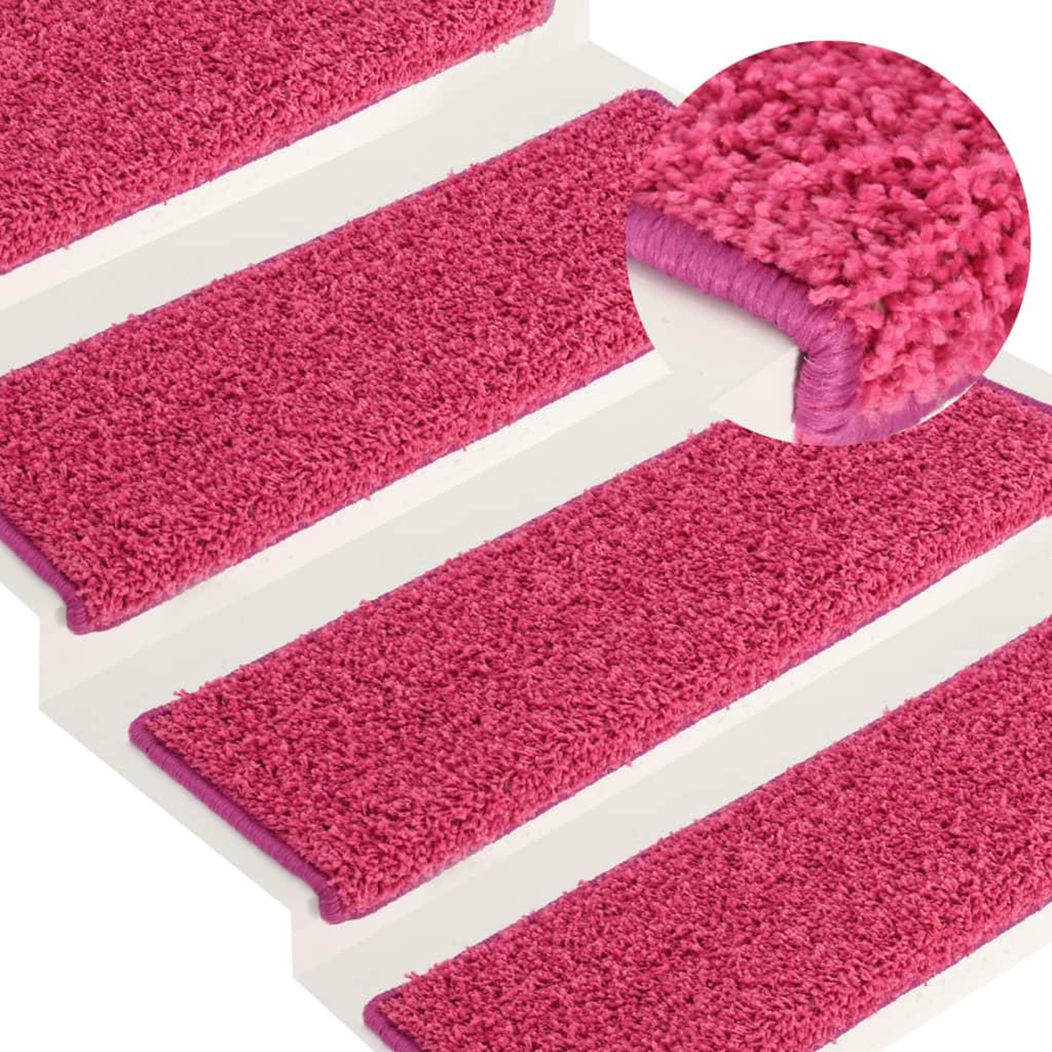 VIDAXL Tapis d'escalier 15 pcs 65x21x4 cm Rose