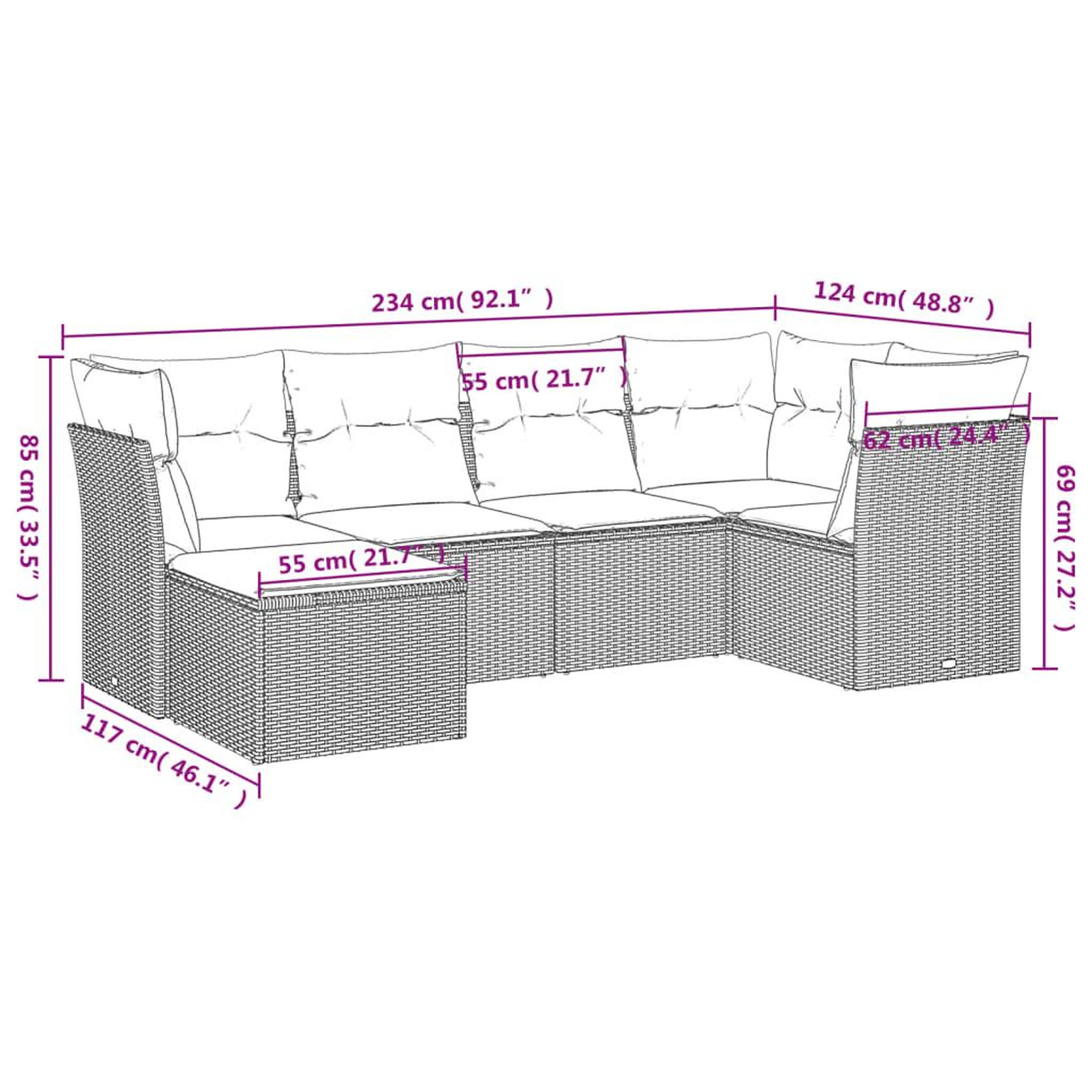 Voir la diapositive 4 : VIDAXL Salon de jardin avec coussins 6 pcs beige resine tressee