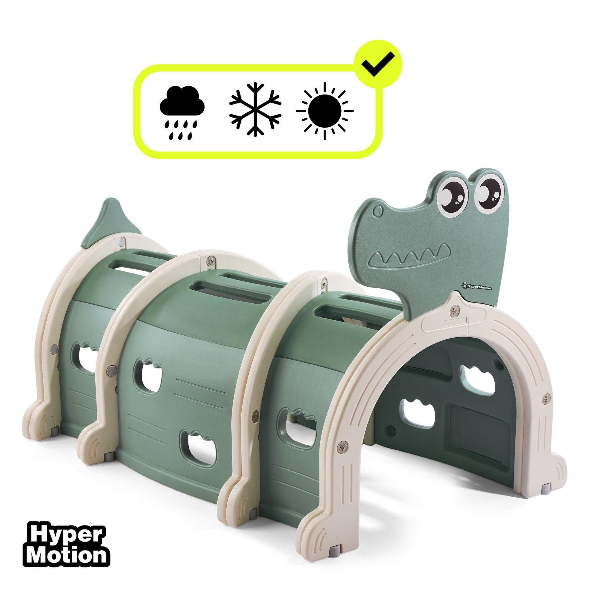 Voir la diapositive 5 : HYPERMOTION Tunnel de Jeu Crocodile HyperMotion Cheerful Crocodile Modulable, Sauge et Beige, dès 3 Ans