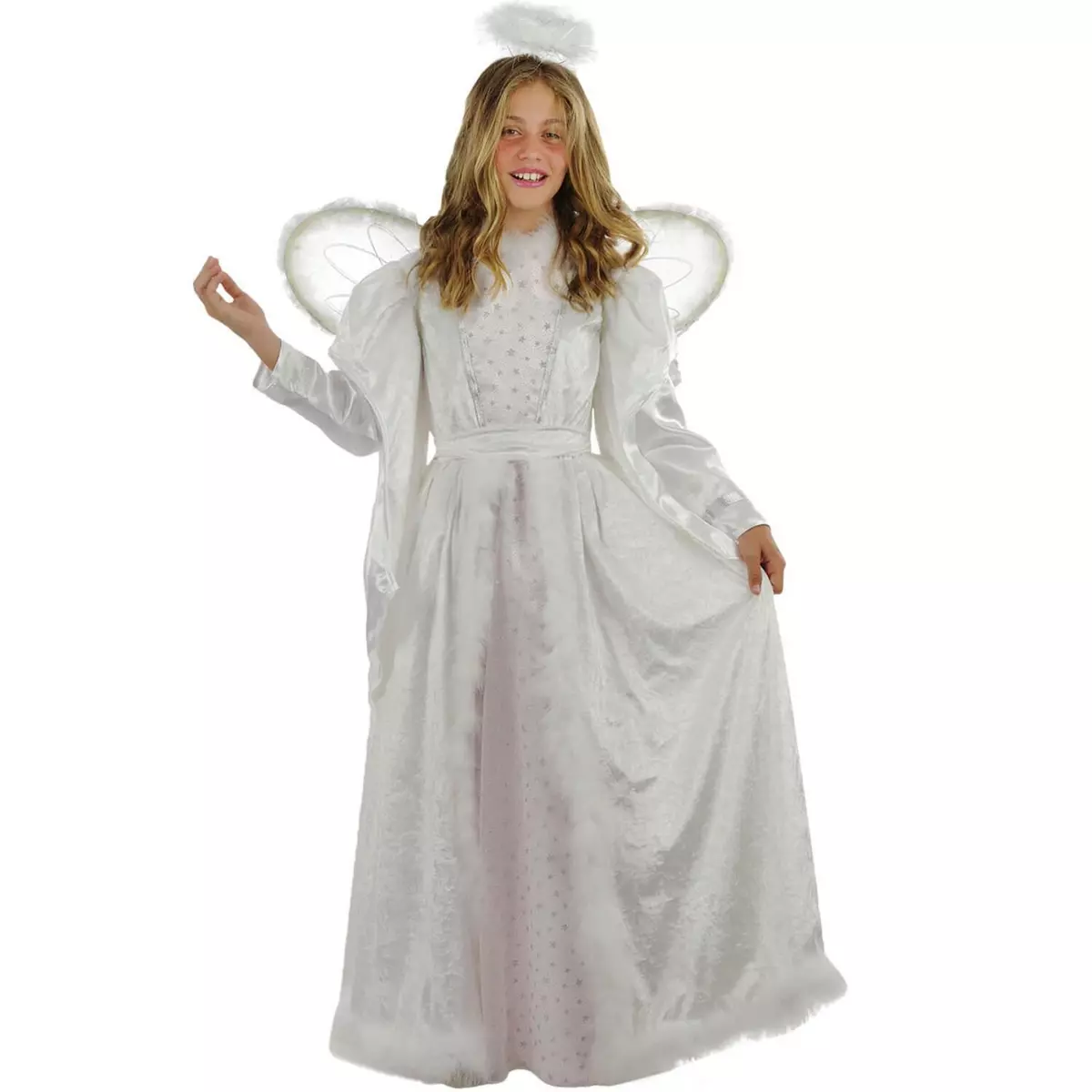 Costume Ange Deluxe avec ailes - Fille - 5/6 ans (110 à 116 cm)
