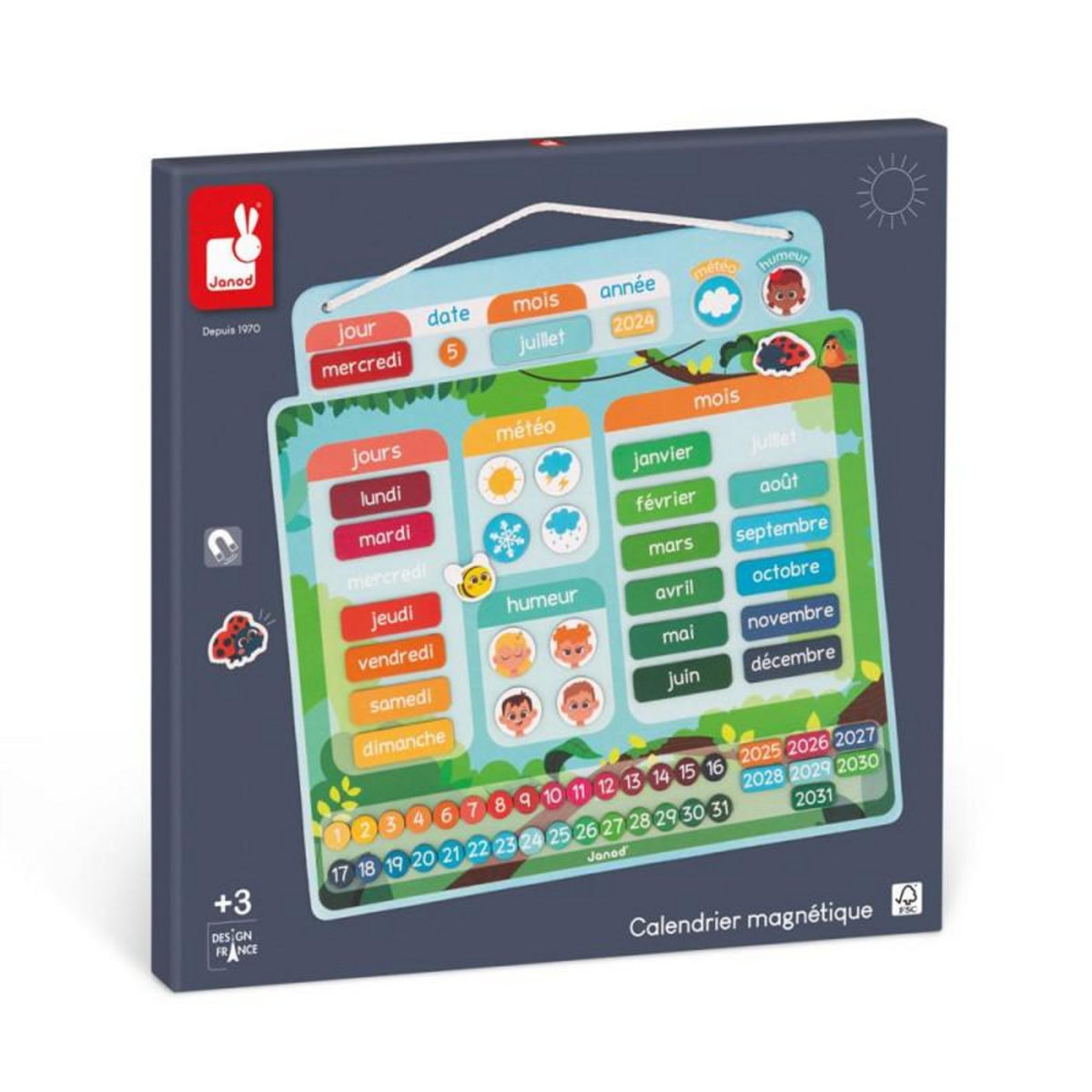 JANOD Jeu éducatif Janod Calendrier Magnetique Version Française