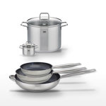 ELO Lot de 3 Poêles céramique 24/28/32cm Elo Profi Therm Platinum et 2 Faitouts Elo Citrin