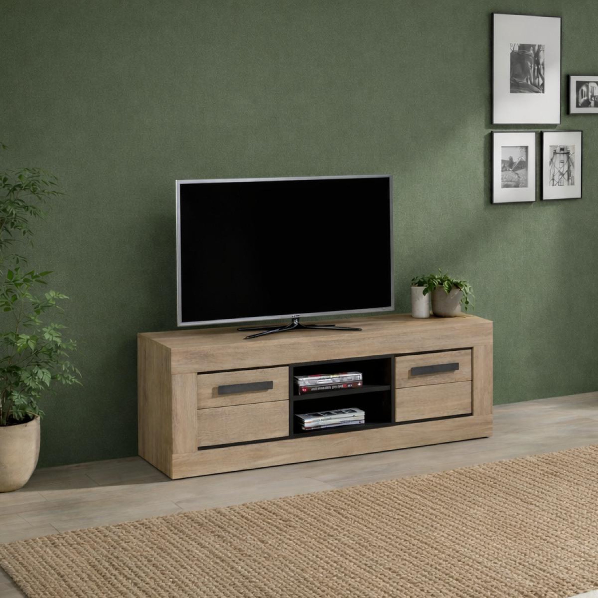 Voir la diapositive 2 : JLC KREATION Meuble TV moderne en bois 145cm MOA