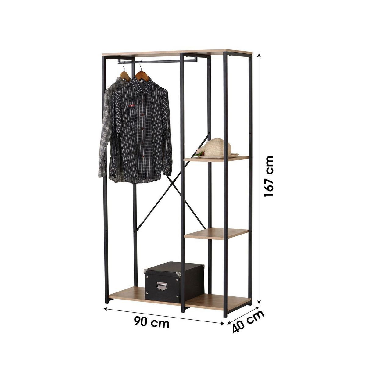 TOILINUX Penderie à 3 étagères Colorado - Marron et noir