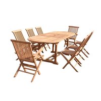 HOMIFAB Table de jardin rectangulaire 6/8 places en acier traité et bois  d'acacia - Ubud