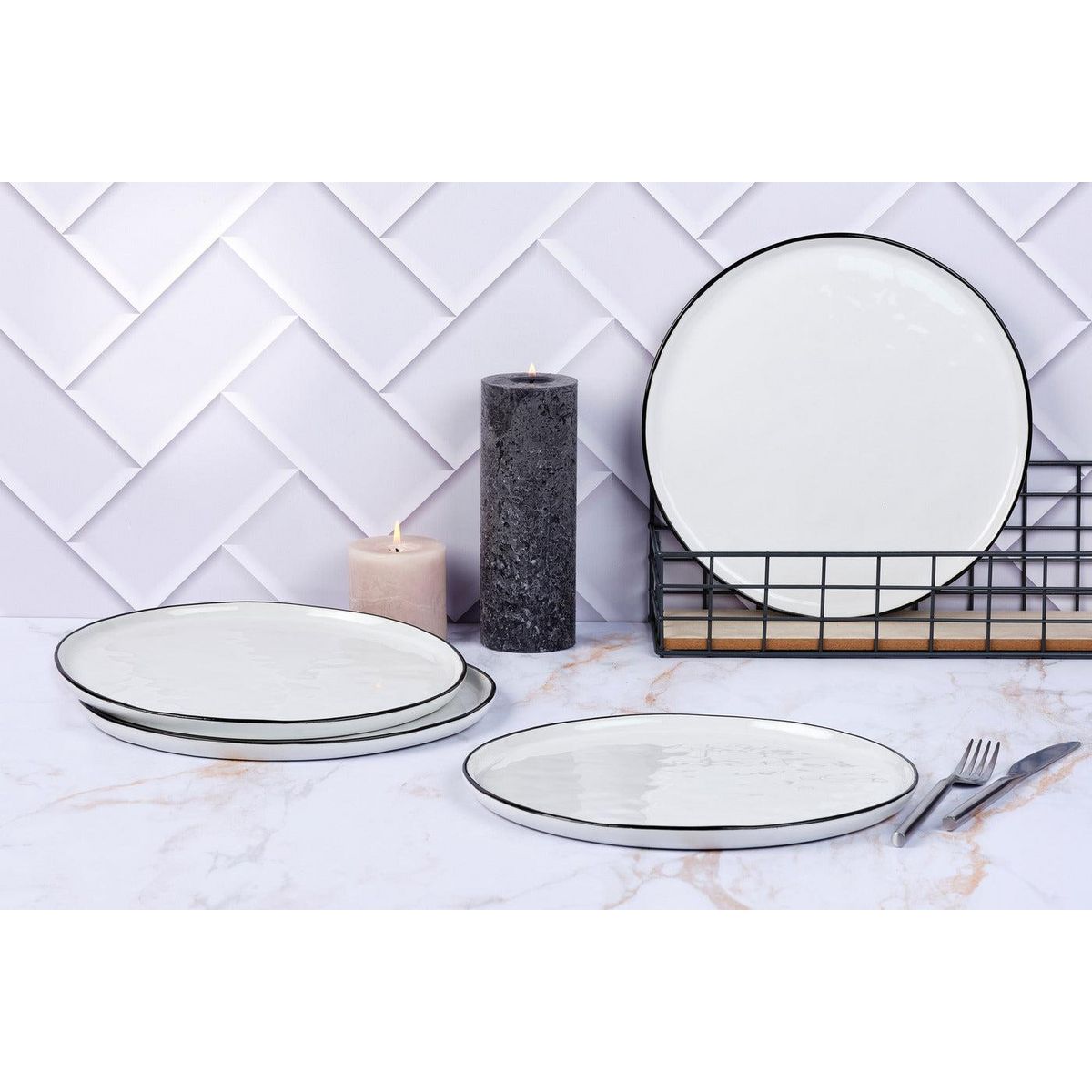BJORN Assiette PURE Ø27,5cm - 4 pièces - Blanc Neige