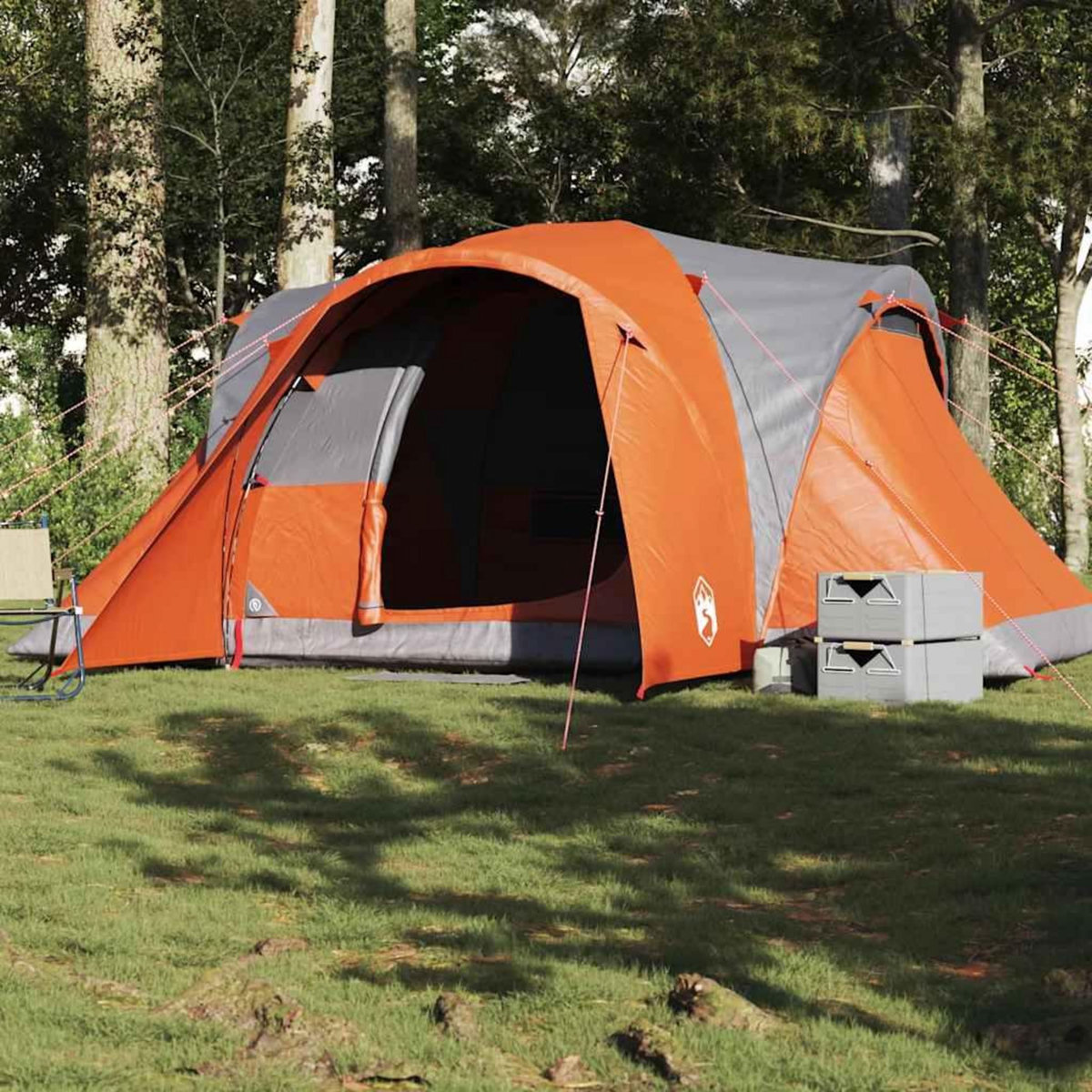 VIDAXL Tente familiale a dome 6 personnes gris et orange impermeable