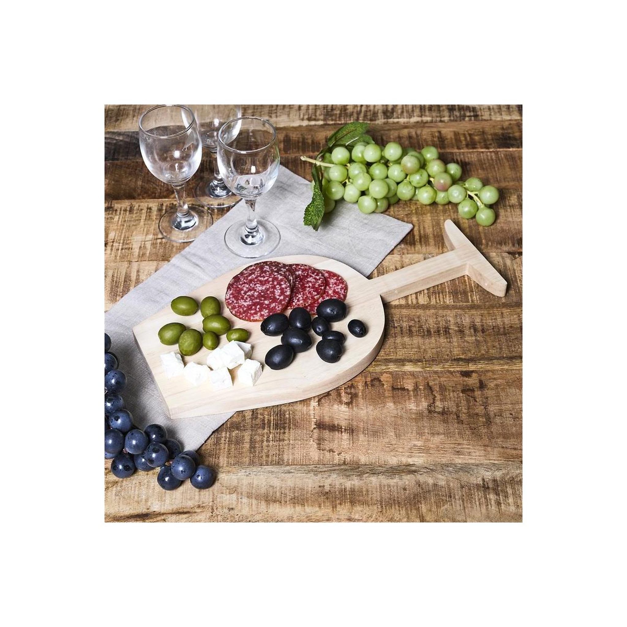 Voir la diapositive 4 : COOK CONCEPT Planche apéro verre à vin  ludique  38cm beige