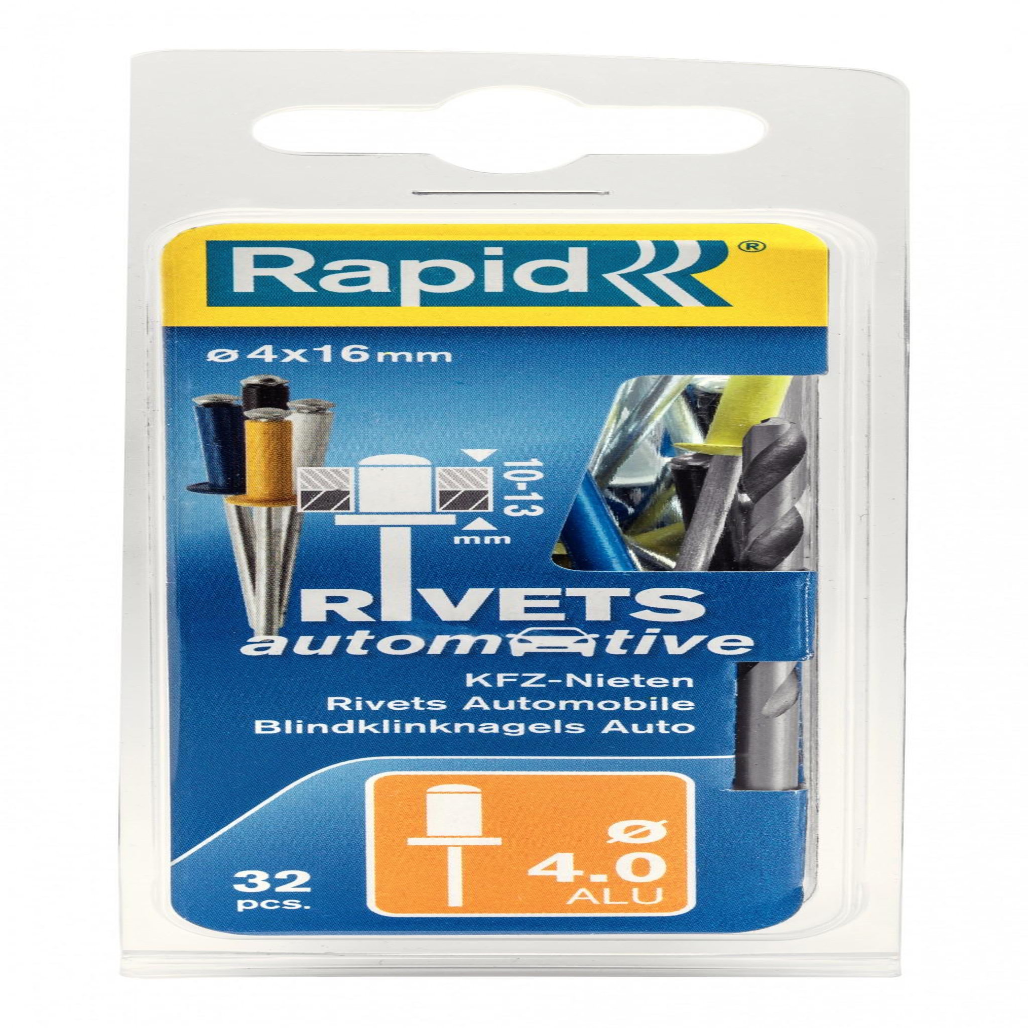 Rapid Lot de 32 rivets aluminium Diam.4 x H.16 mm RAPID