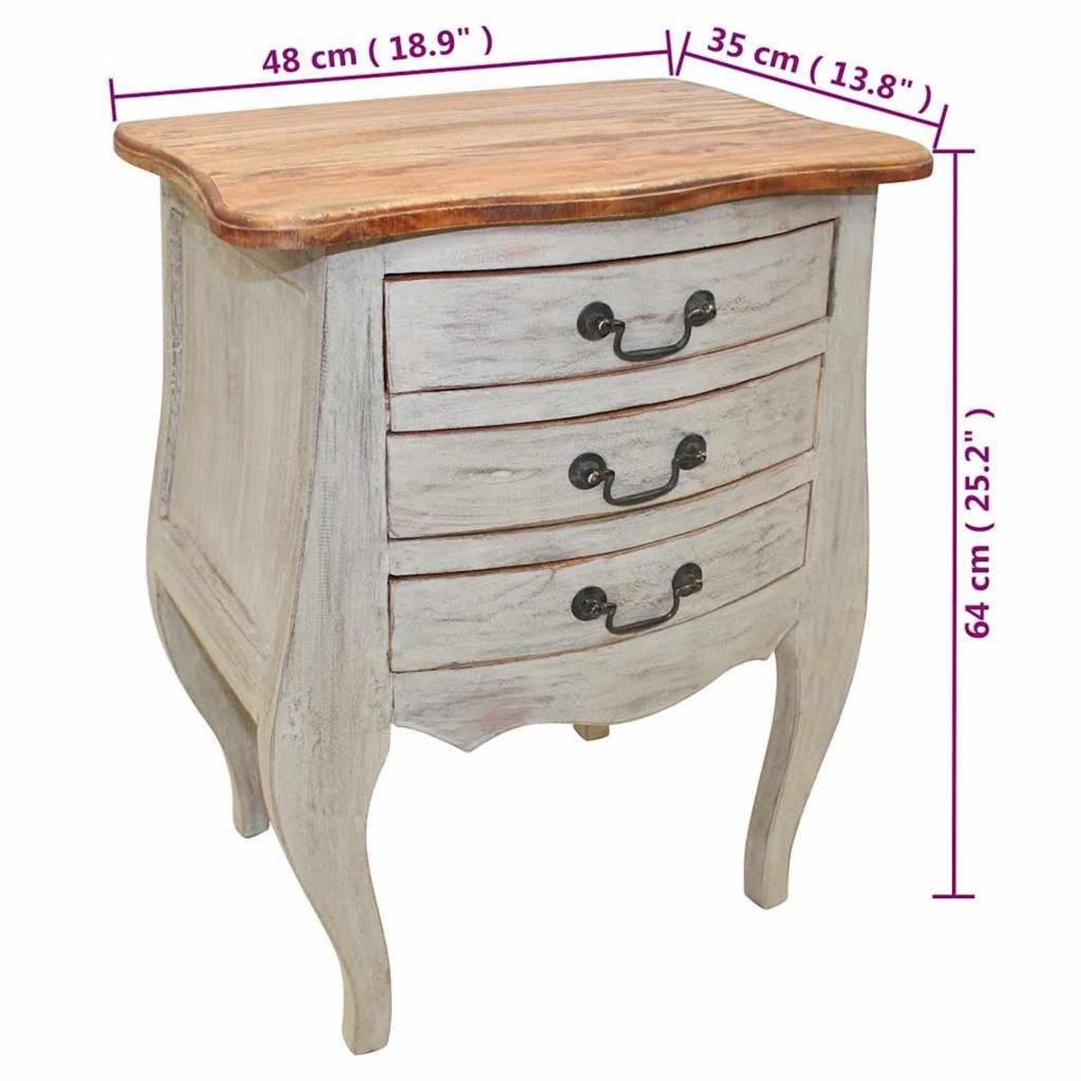 VIDAXL Table de chevet bois d'acajou massif 48x35x64 cm