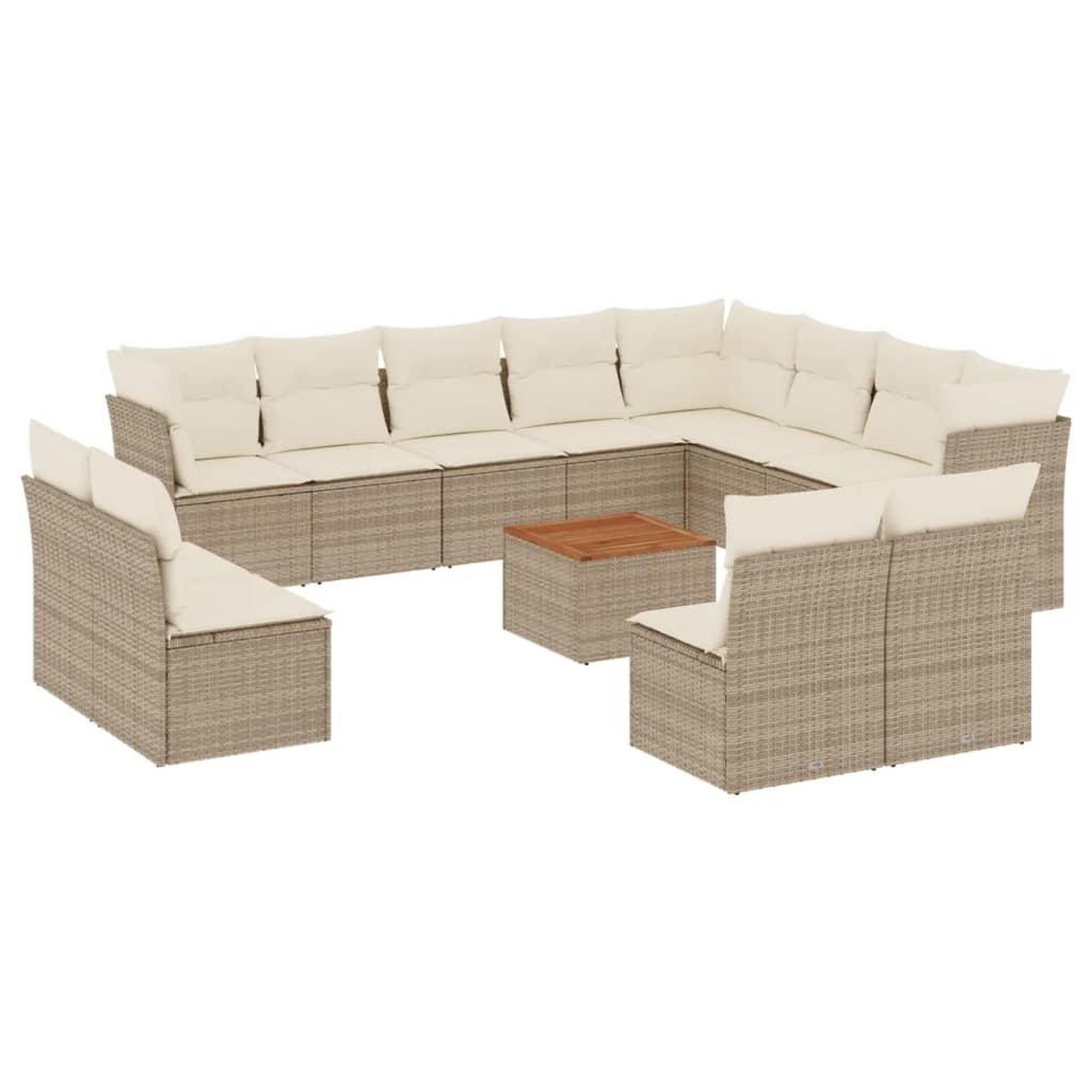 Voir la diapositive 2 : VIDAXL Salon de jardin avec coussins 13 pcs beige resine tressee