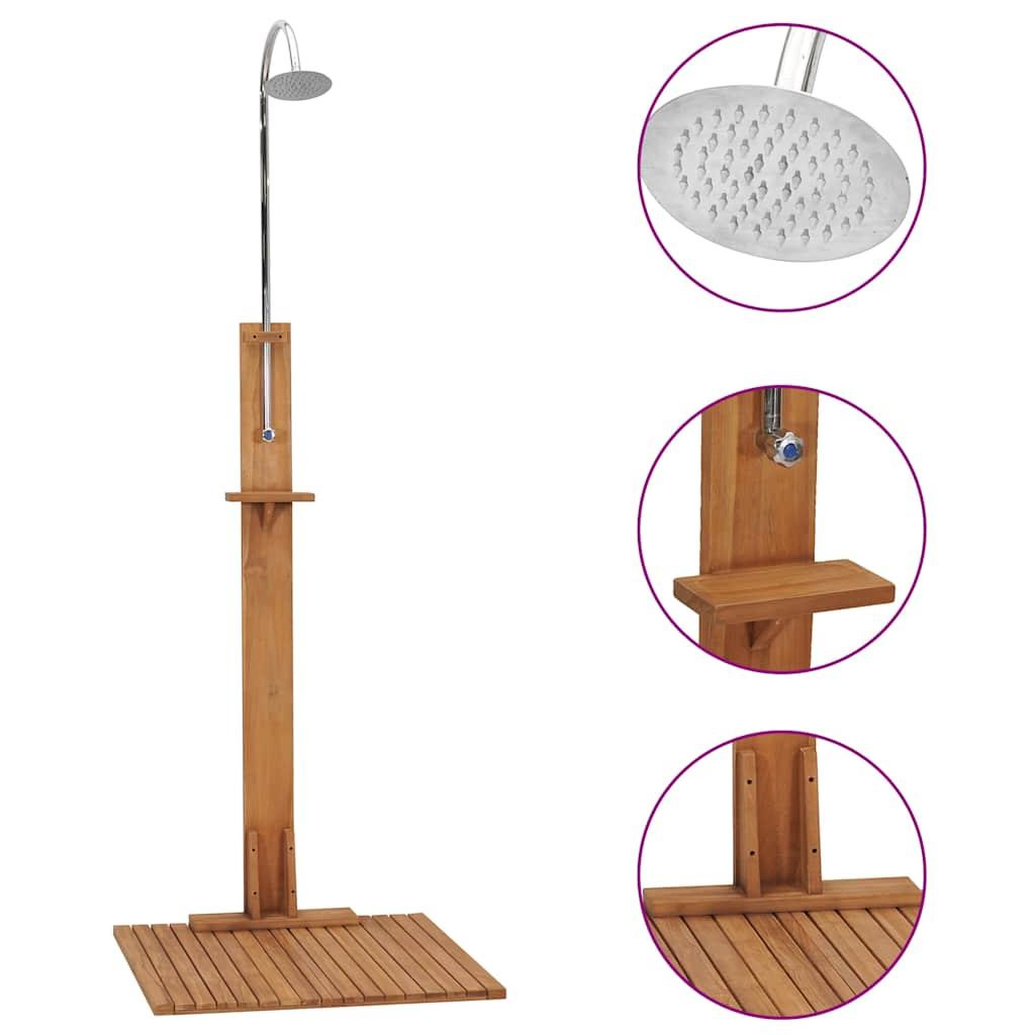Voir la diapositive 1 : VIDAXL Douche de jardin 75x75x210 cm bois de teck solide