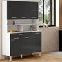 Voir la diapositive 2 : ID MARKET Buffet de cuisine 120 CM CINA 6 portes + tiroir blanc et gris brillant