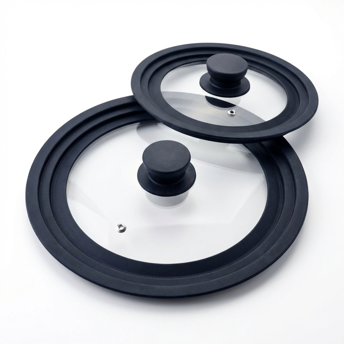 Fackelmann Lot de 2 couvercles de cuisson Fackelmann en verre et silicone, adaptables de 16 à 20 cm et de 24 à 28 cm