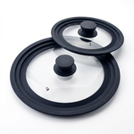 Fackelmann Lot de 2 couvercles de cuisson Fackelmann en verre et silicone, adaptables de 16 à 20 cm et de 24 à 28 cm