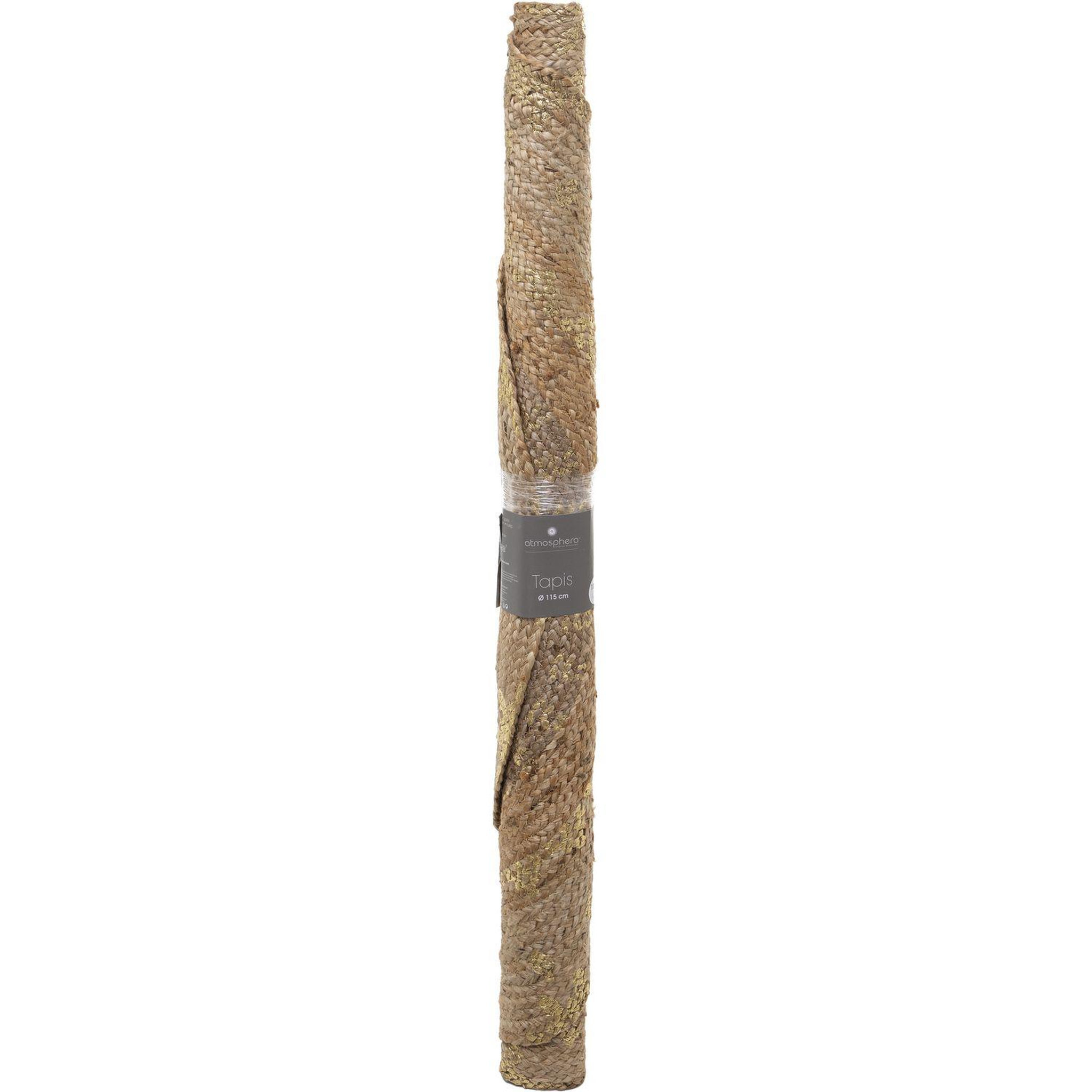 Voir la diapositive 3 : ATMOSPHERA Tapis en jute à motifs - d. 115 cm - beige et doré