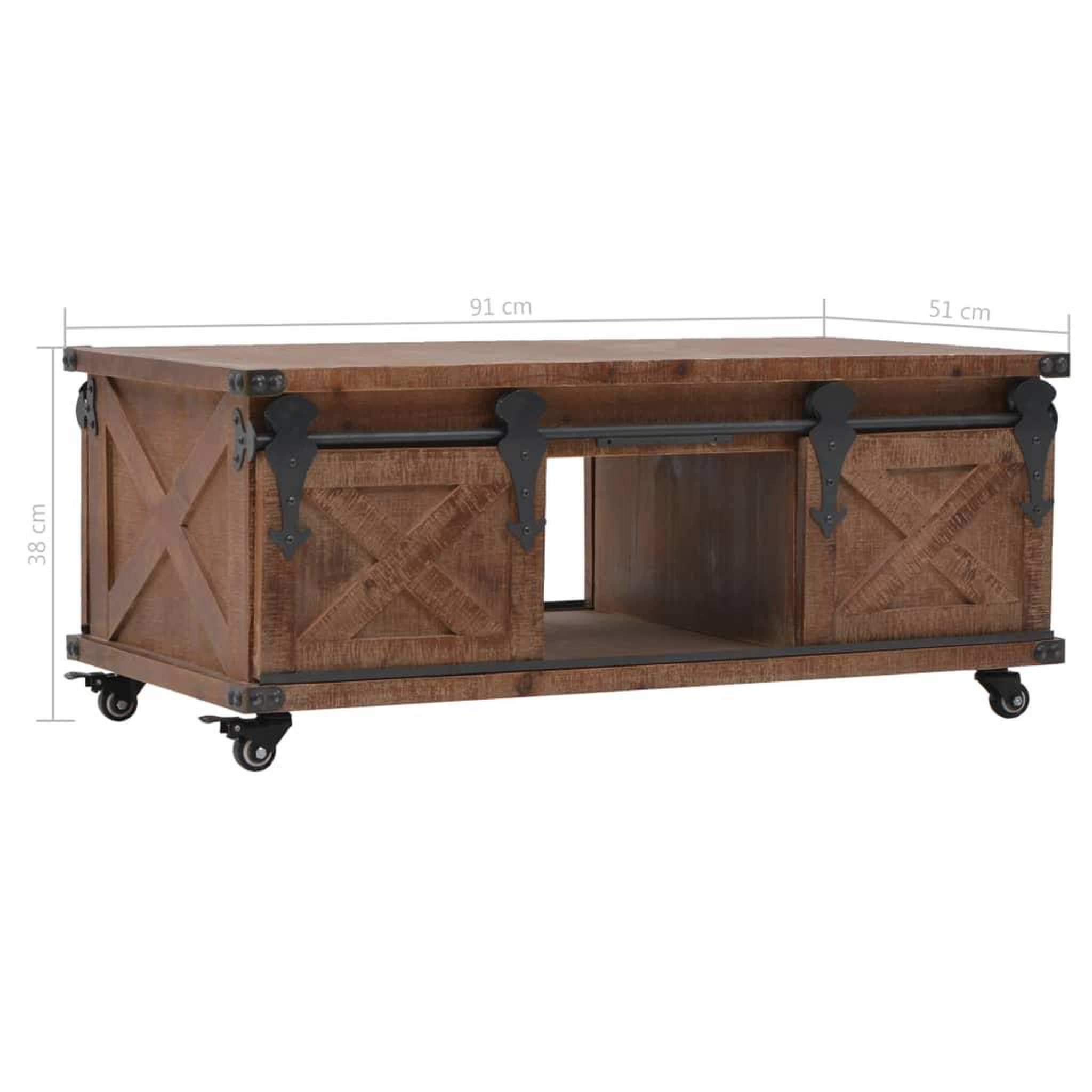 Voir la diapositive 6 : VIDAXL Table basse bois de sapin massif 91x51x38 cm marron