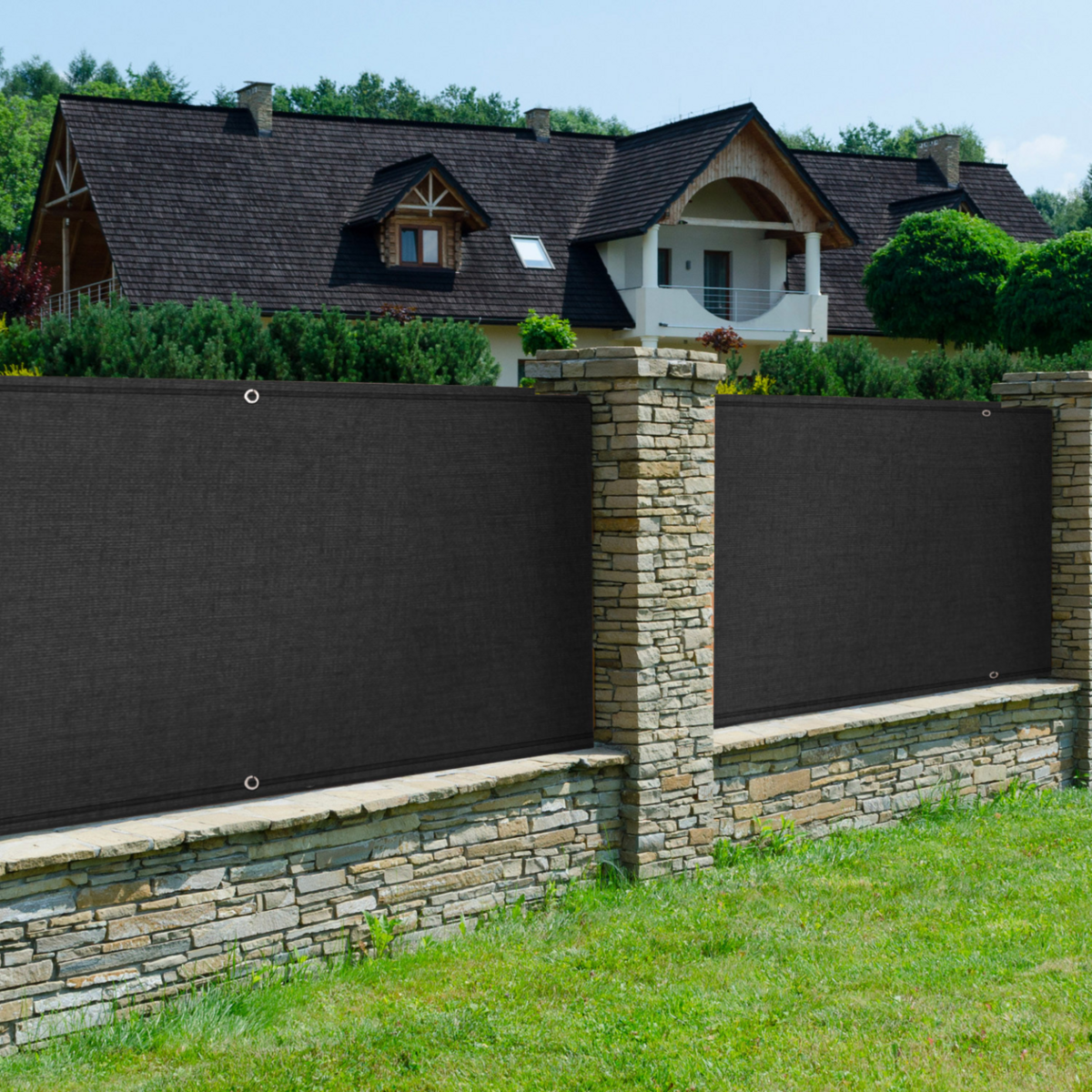 ID MARKET Brise vue ultra résistant 1,8 x 10 M noir 400 gr/m² haut de gamme