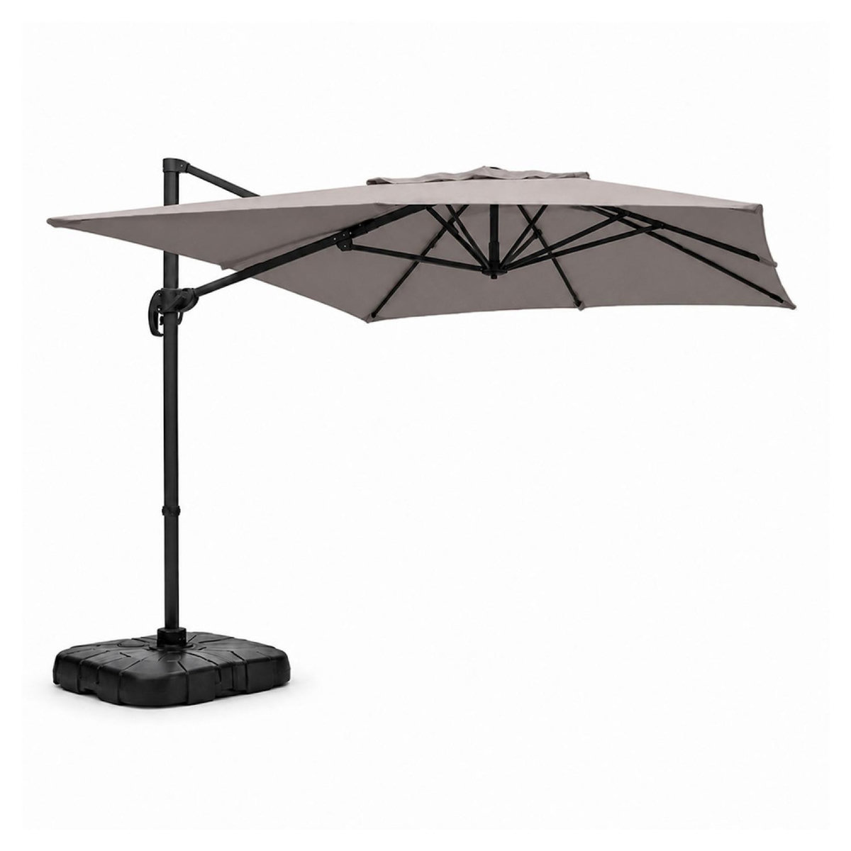 CONCEPT USINE Parasol rectangulaire 2x3m déporté rotatif gris PIANA