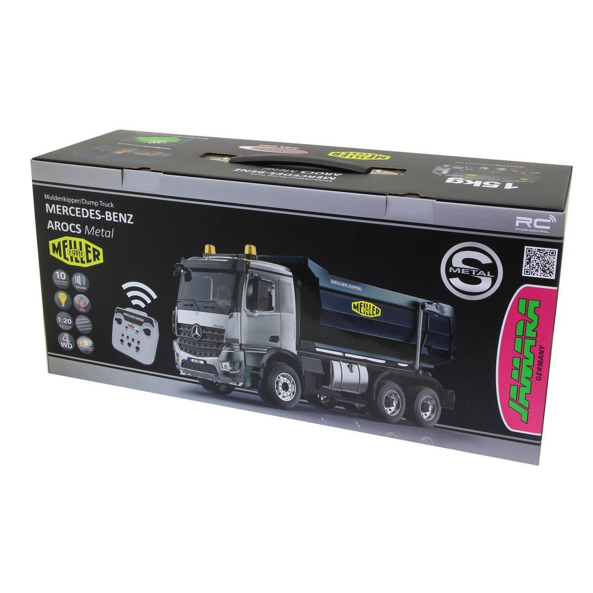 Voir la diapositive 2 : Jamara Camion à benne Mercedes Benz Arocs 1:20 Metal Meiller 2,4GHz