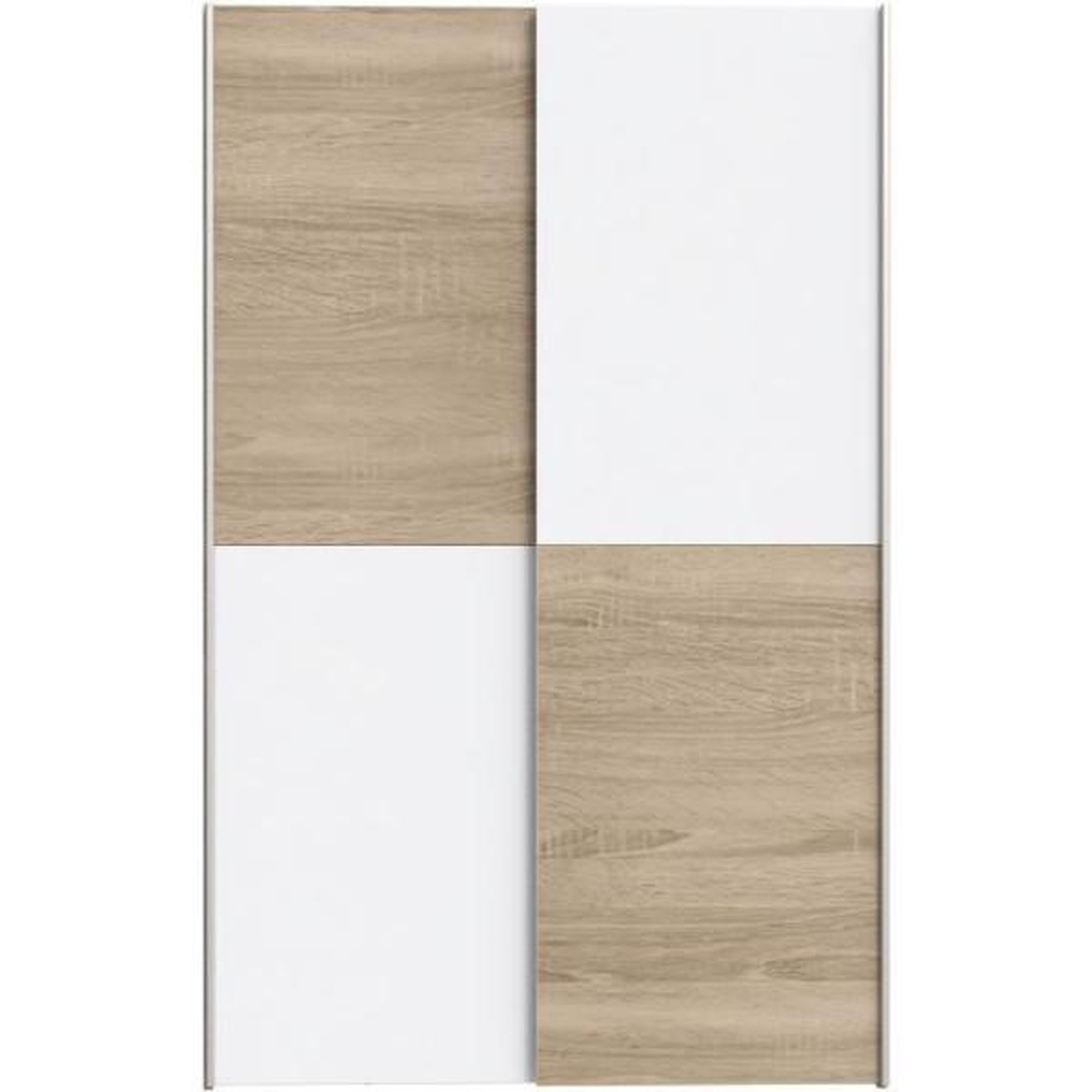 Voir la diapositive 3 : MARKET24 Armoire 2 portes coulissantes multifonction - Blanc et chene clair - L 120 x P 41,6 x H 190,5 cm - OZZULA