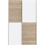 Voir la diapositive 3 : MARKET24 Armoire 2 portes coulissantes multifonction - Blanc et chene clair - L 120 x P 41,6 x H 190,5 cm - OZZULA