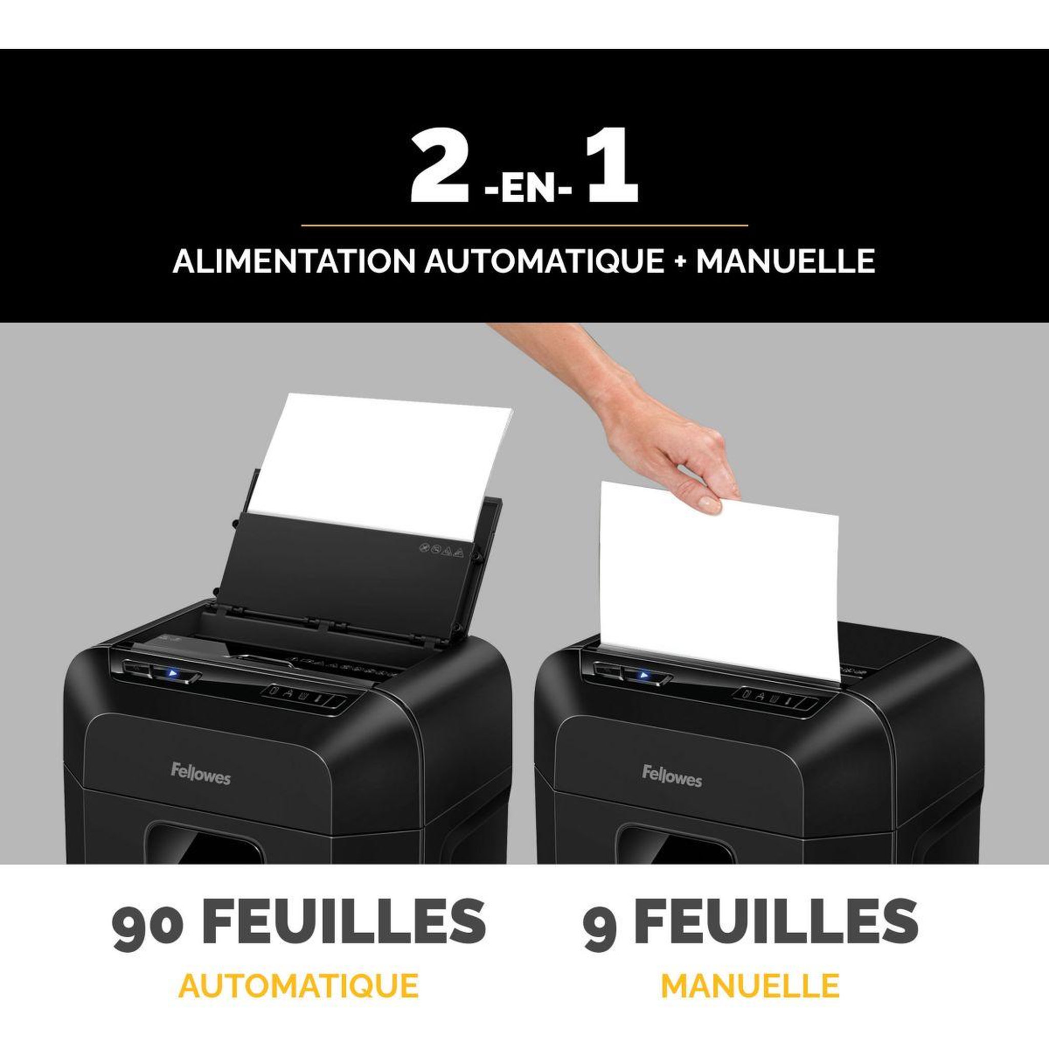 Voir la diapositive 2 : Fellowes Destructeur 90M Automax 90 Feuilles Coupe Mini