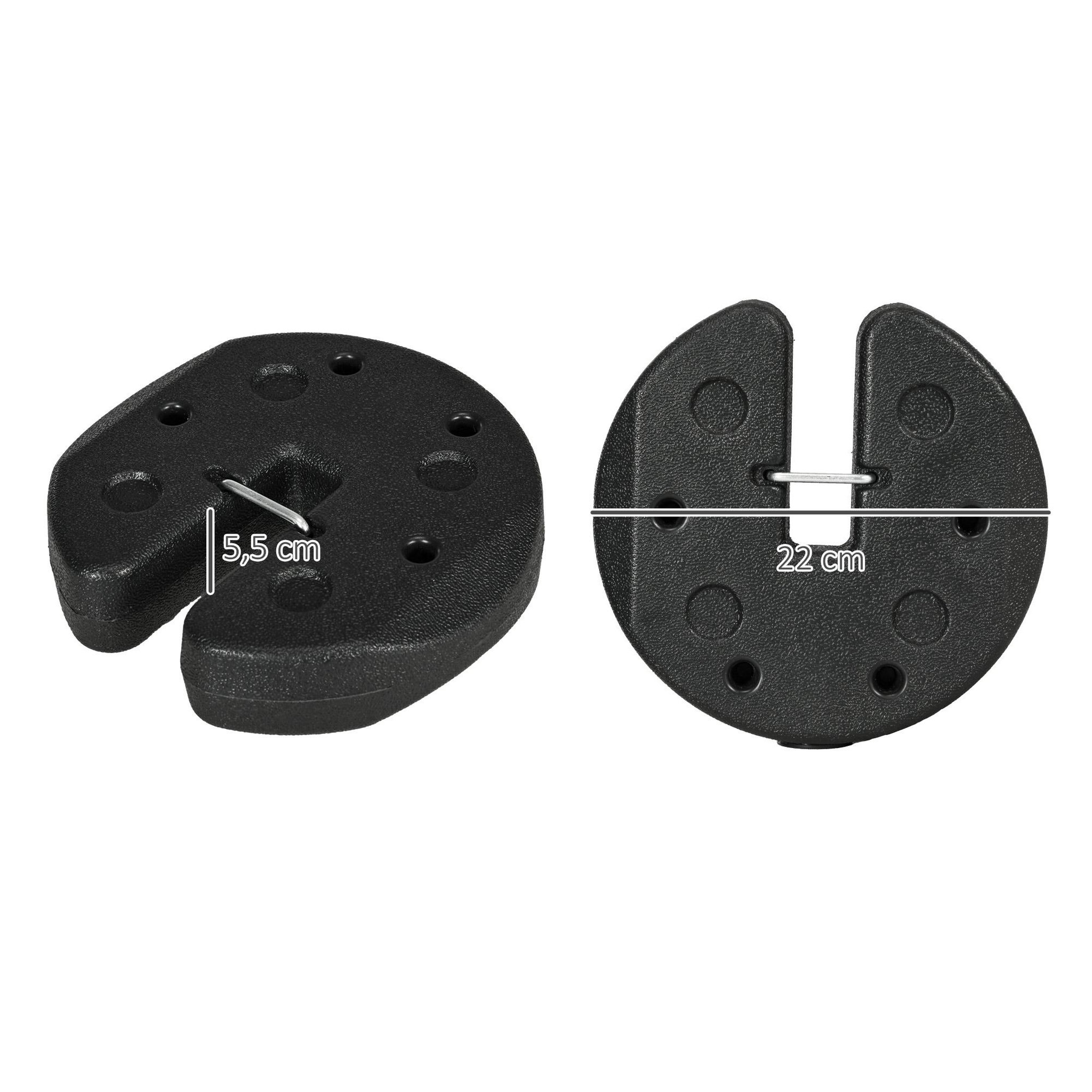Voir la diapositive 3 : OUTSUNNY Lot de 4 poids de lestage pour tonnelle barnum tente dim. Ø 22 x 5,5H cm HDPE noir
