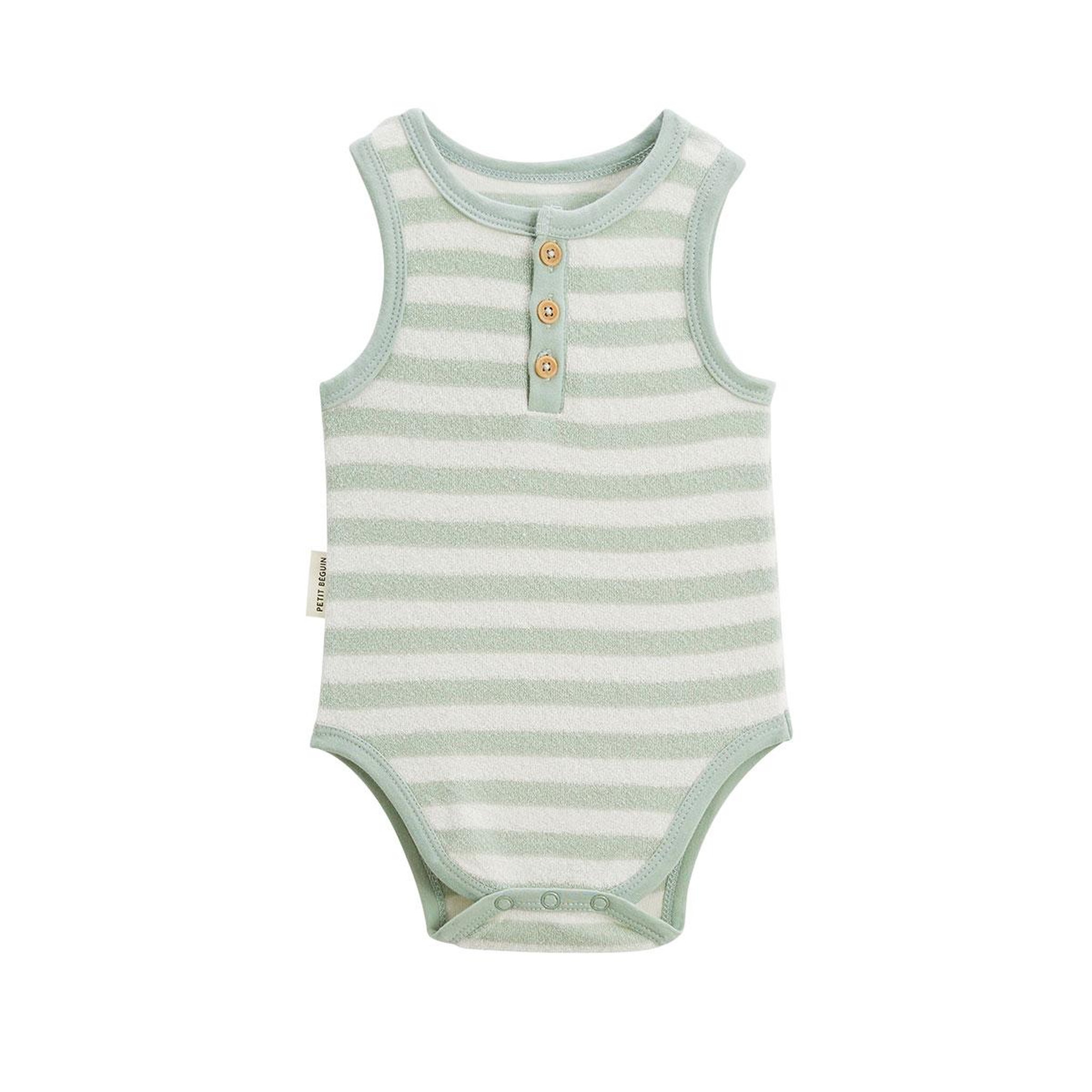 Voir la diapositive 5 : Petit Béguin Lot de 2 bodies bébé sans manches en éponge cayo coco
