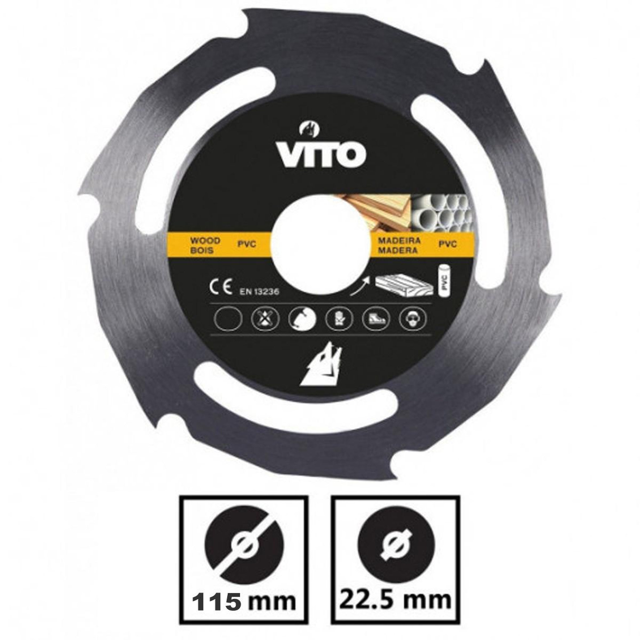 Voir la diapositive 2 : VITO Pro-Power Meuleuse angulaire 850W 115mm + Disque coupe bois et PVC + Disque Diamant laser + Boîte à outils VITO