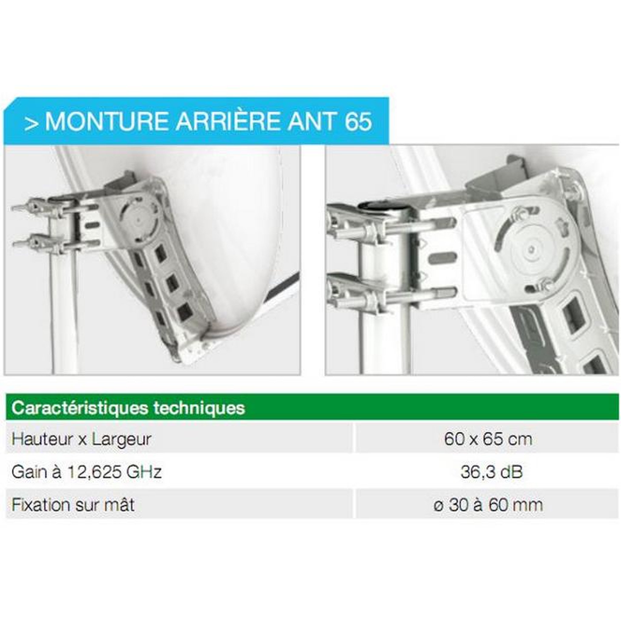 Voir la diapositive 2 : CAHORS Antenne parabolique acier 65cm + lnb - 141200r13
