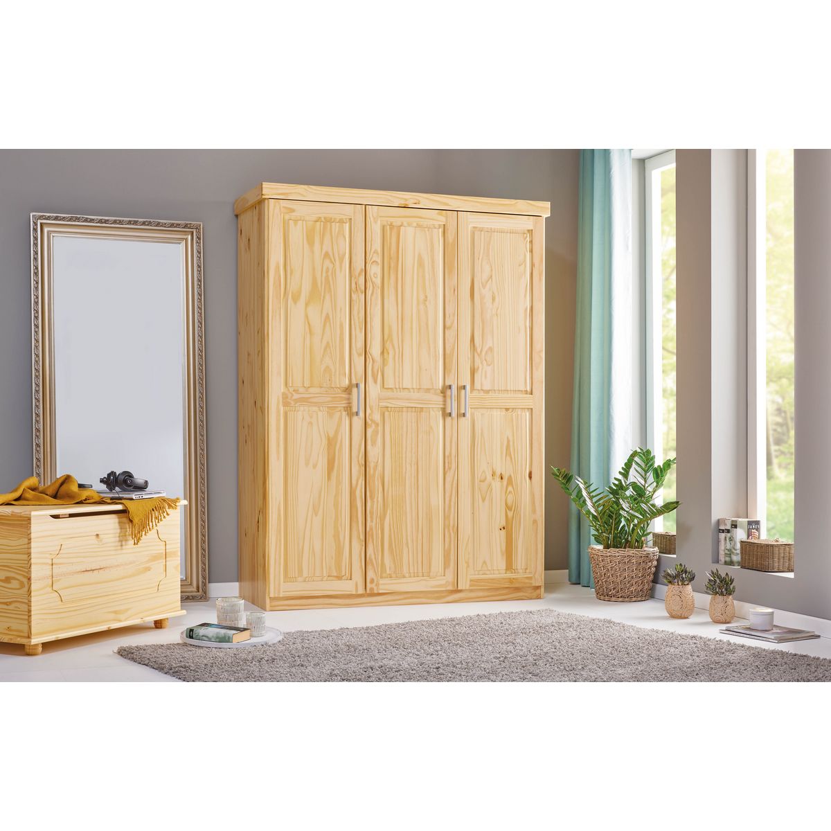 Armoire penderie vernie en pin massif - PELLE