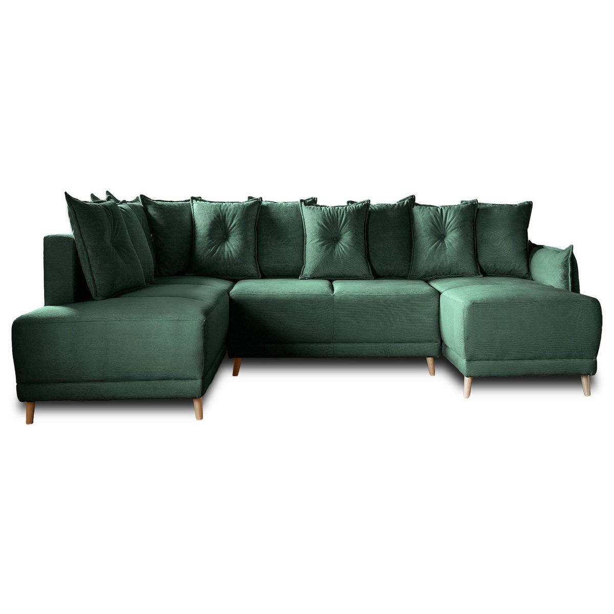 BEST MOBILIER Lena - canapé panoramique d'angle gauche 7 places - convertible avec coffre - en velours côtelé