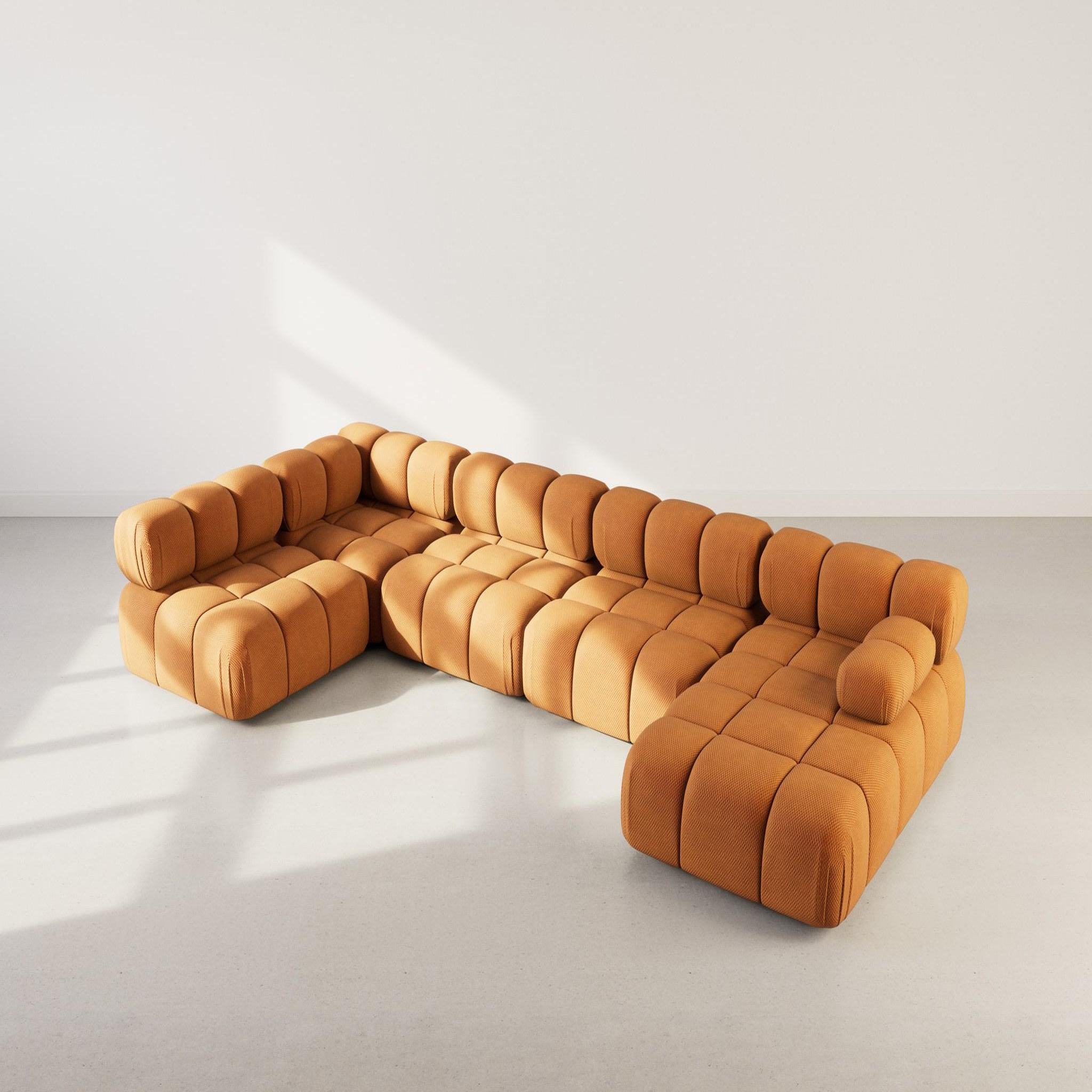 Voir la diapositive 3 : LISA DESIGN Ruby - canapé panoramique modulable d'angle gauche 7 places en velours texturé