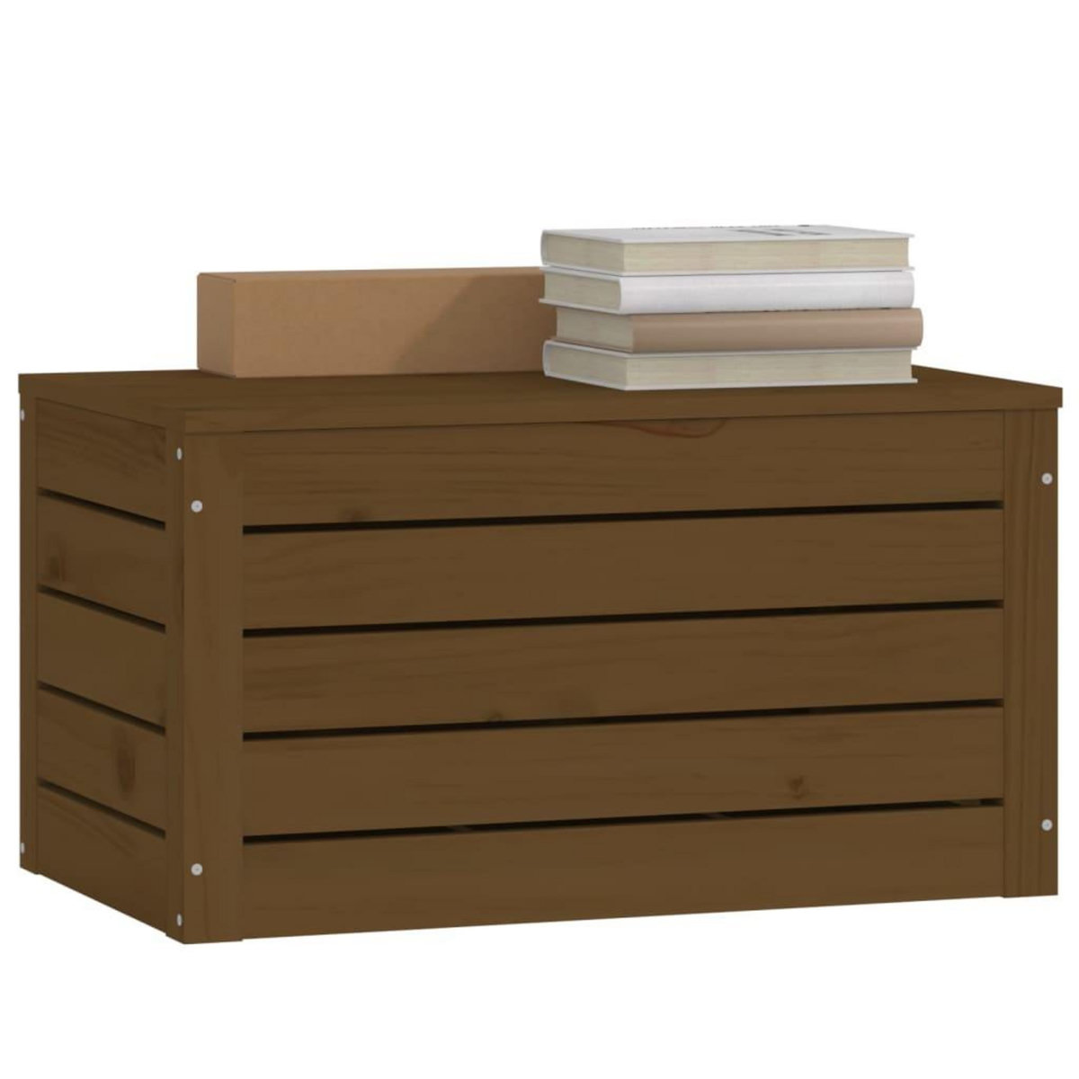 VIDAXL Boîte de rangement Marron miel 59,5x36,5x33 cm Bois massif pin