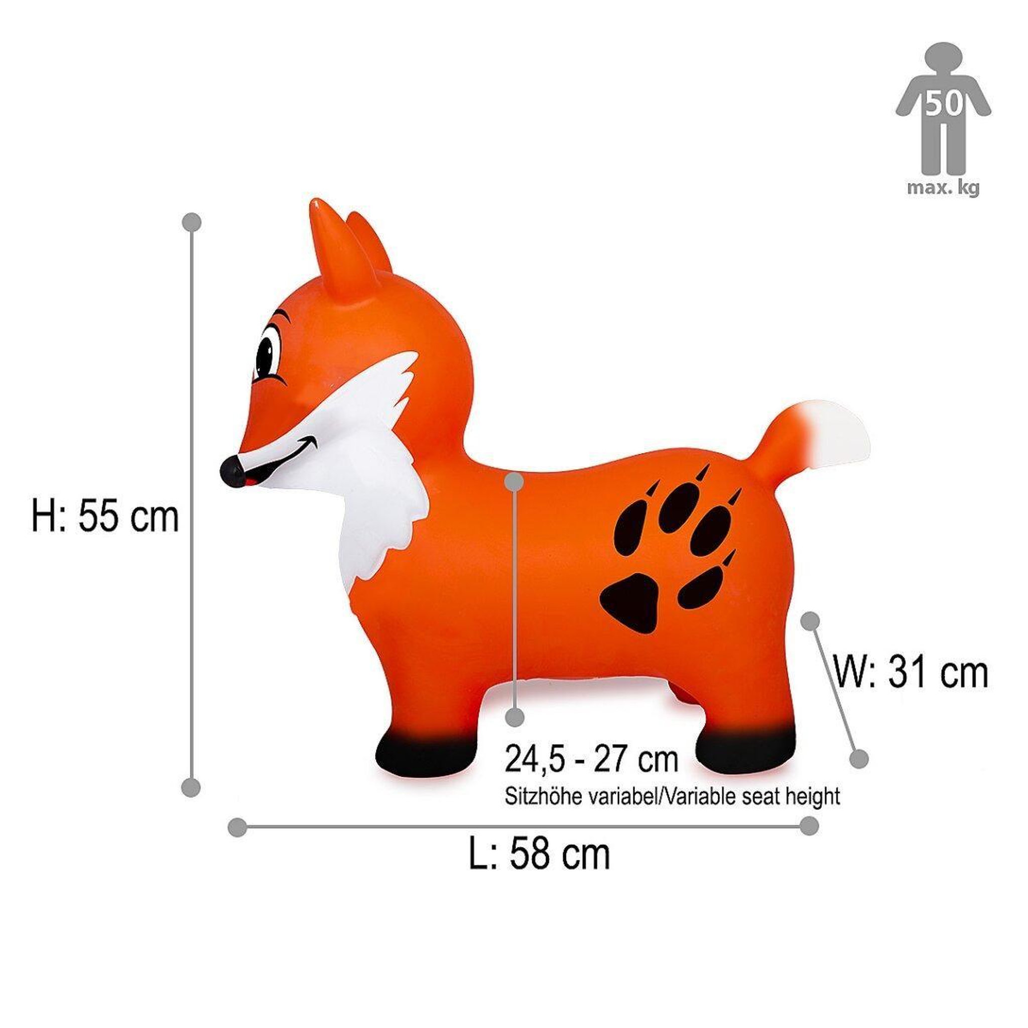 Voir la diapositive 2 : Jamara Animal rebondissante renard hoppydoo avec pompe