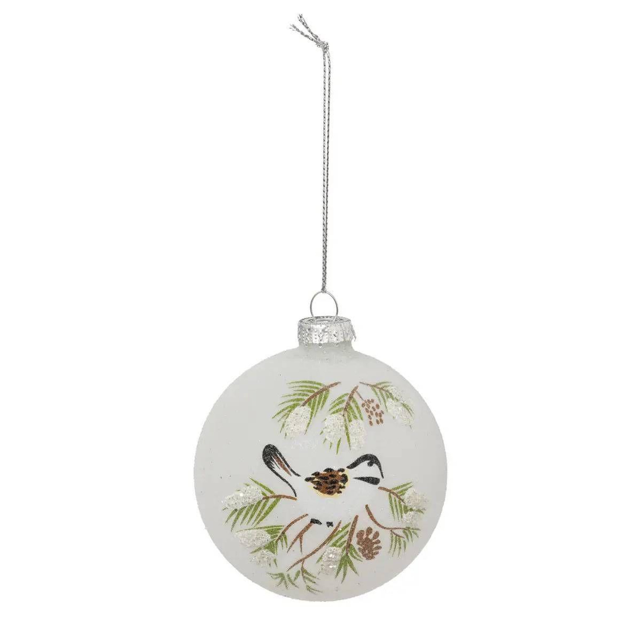 ATMOSPHERA Boule de noël en verre  oiseau  8cm blanc