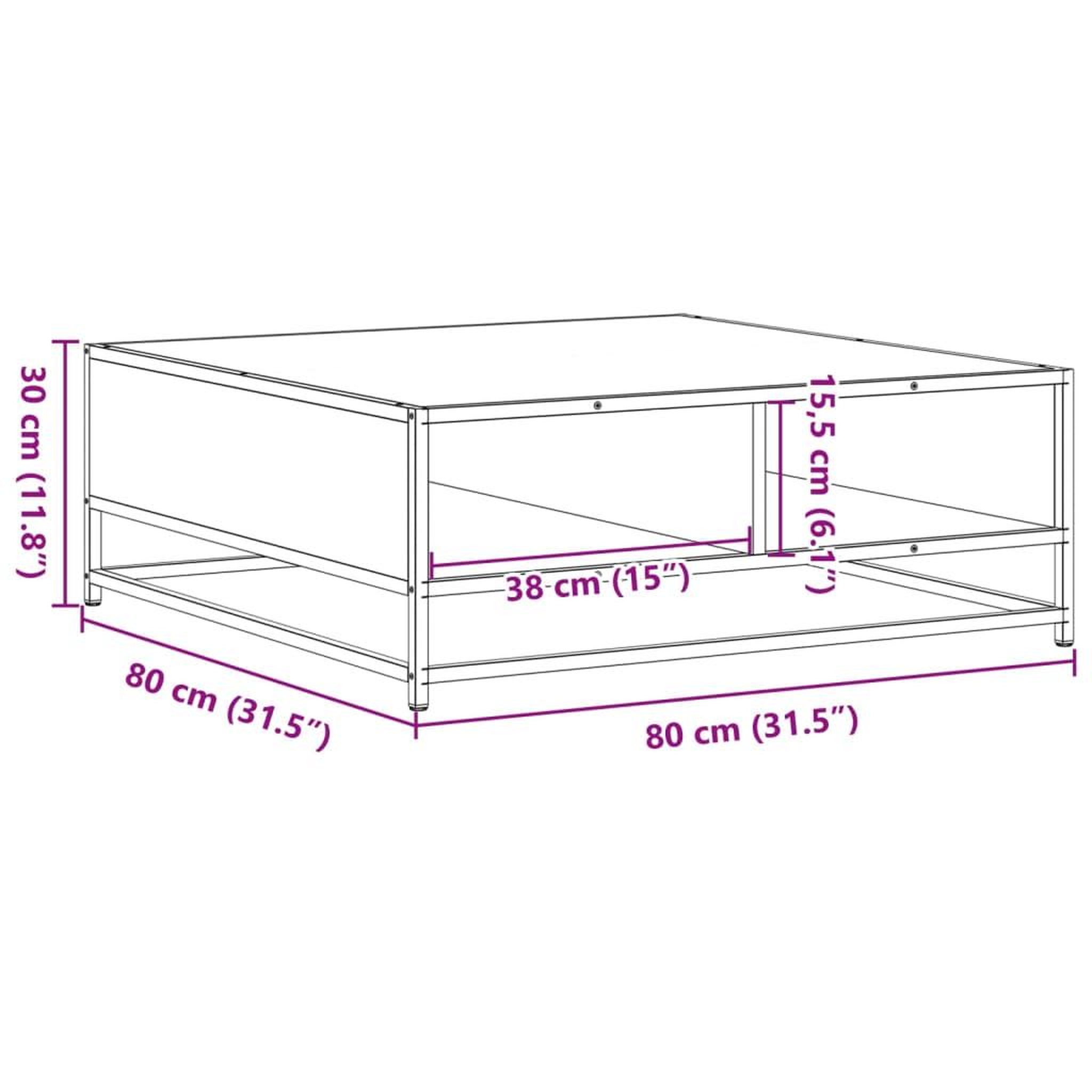 Voir la diapositive 6 : VIDAXL Table basse chene sonoma 80x80x30 cm bois d'ingenierie et metal