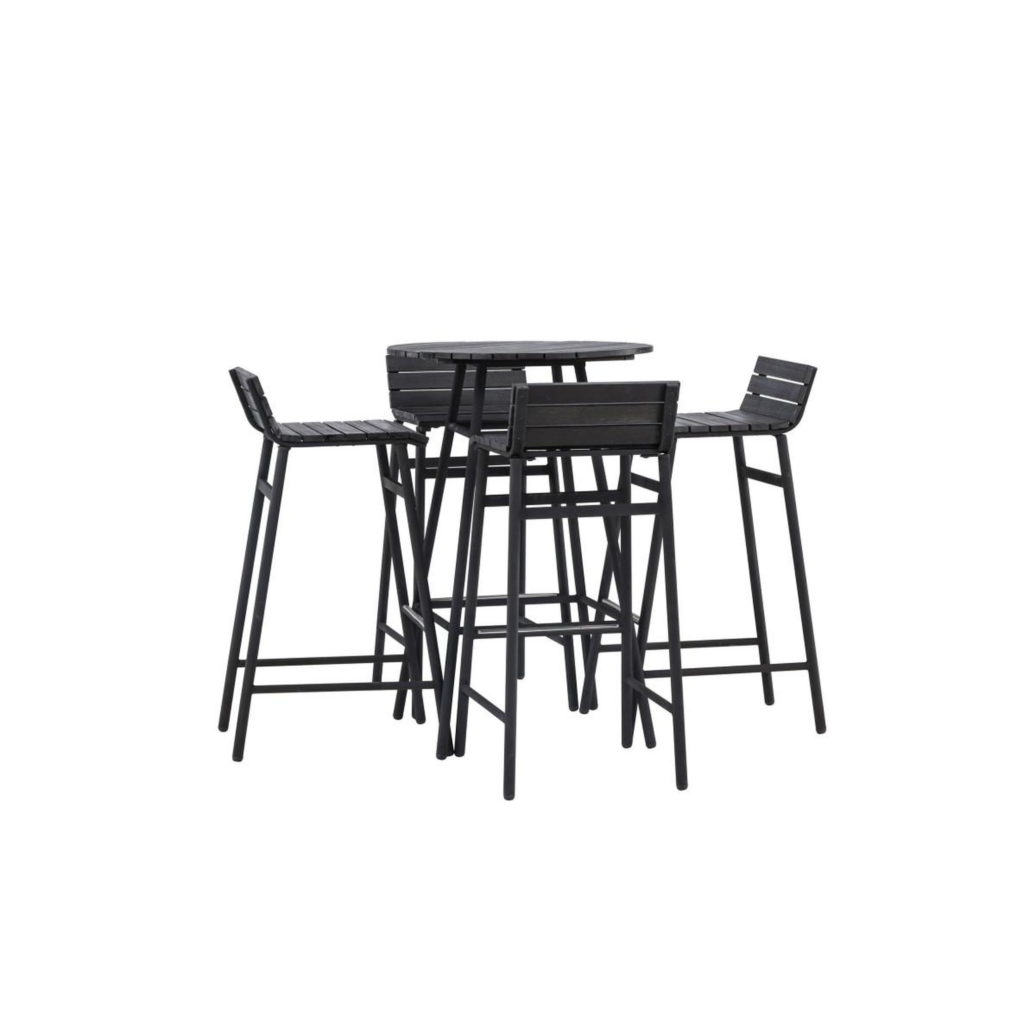 Voir la diapositive 2 : Paris Prix Ensemble Table de Bar de Jardin & 4 Tabourets  Mexico  95cm Noir