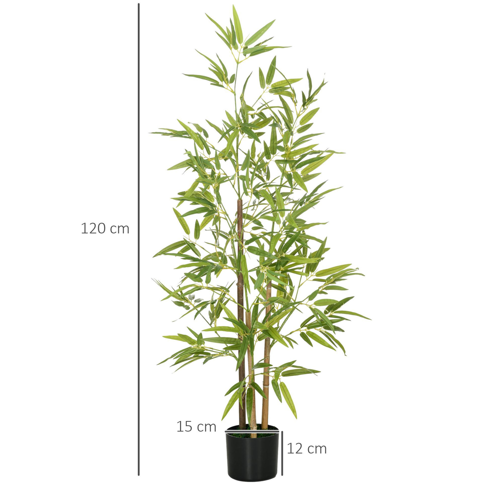 Voir la diapositive 3 : HOMCOM Lot de 2 bambous artificiels 1,20H m 498 feuilles réalistes par pied vrais troncs