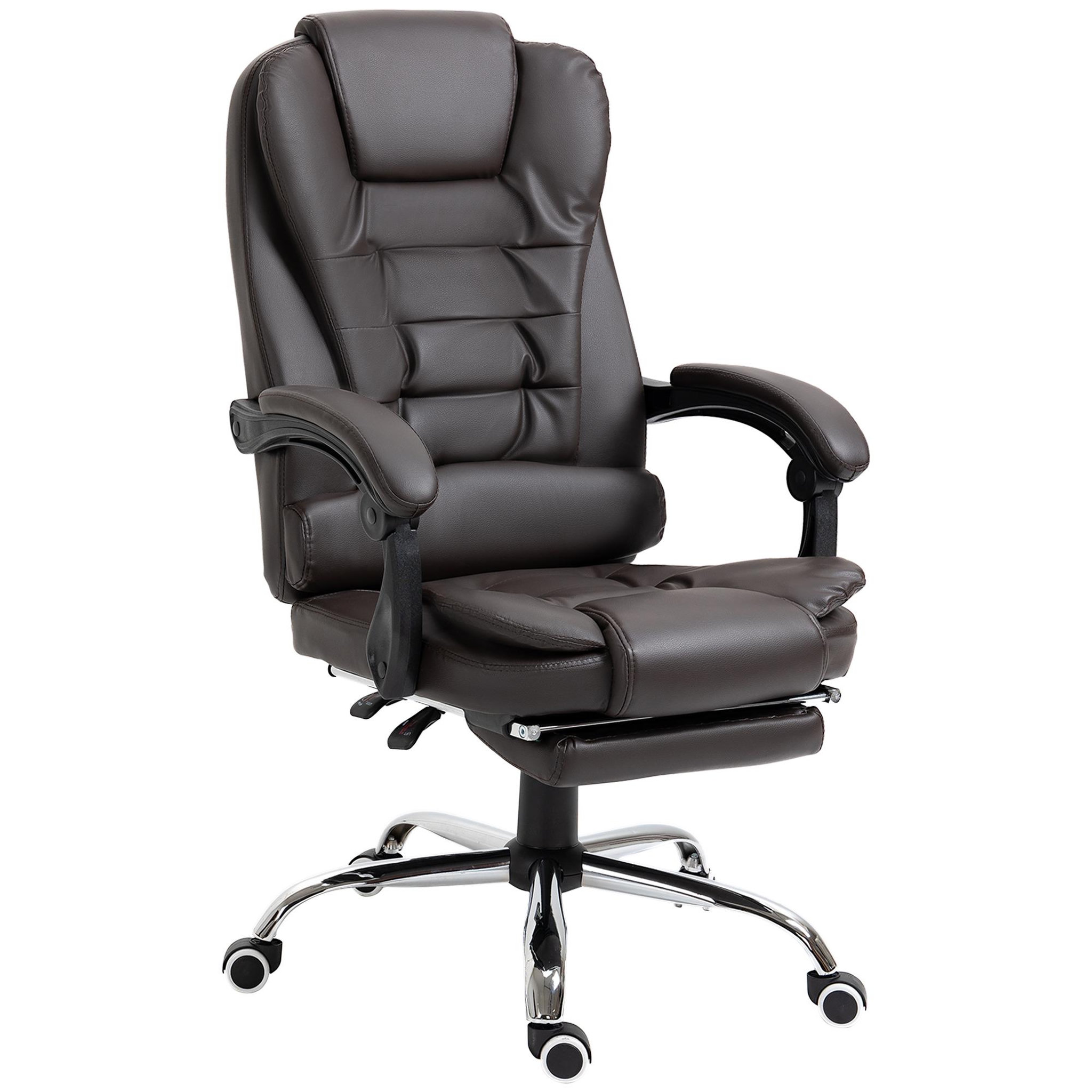 Voir la diapositive 1 : HOMCOM Fauteuil de bureau fauteuil manager grand confort réglable dossier inclinable repose-pied revêtement synthétique chocolat