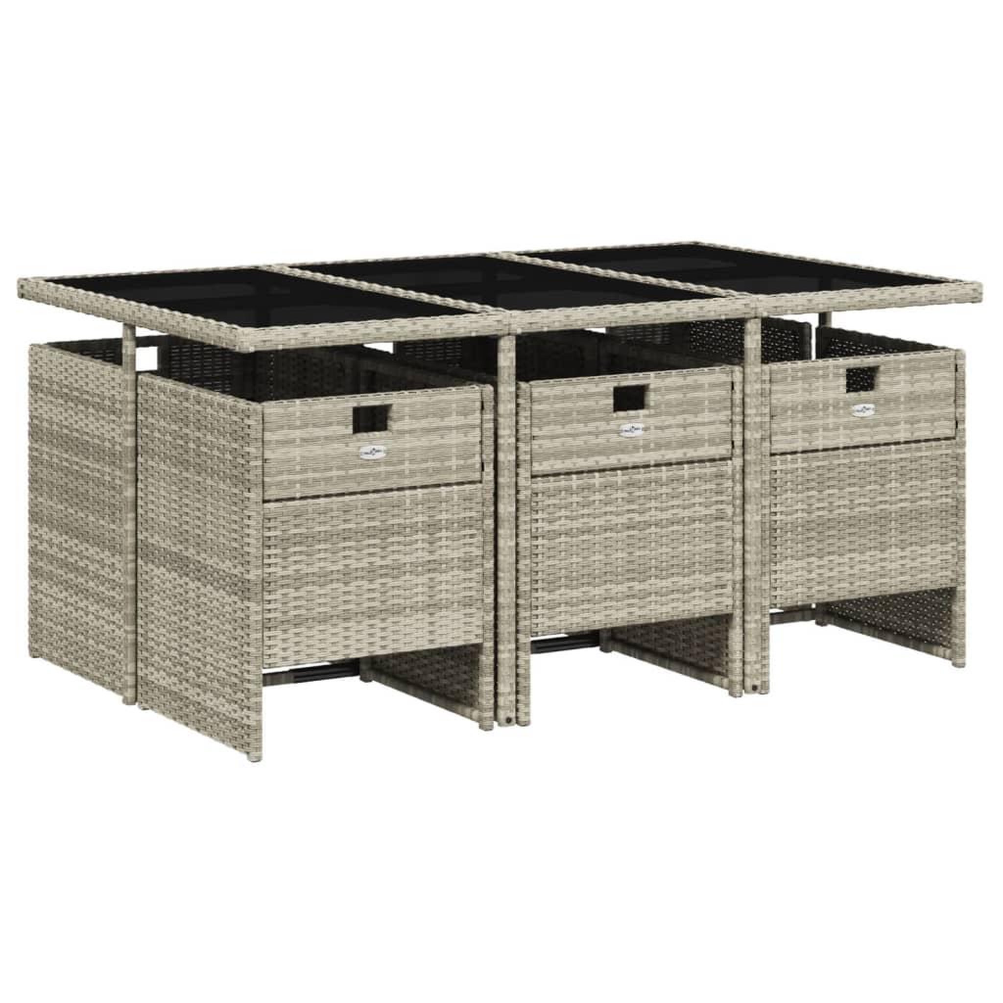 Voir la diapositive 3 : VIDAXL Ensemble a manger de jardin et coussins 7 pcs gris clair rotin