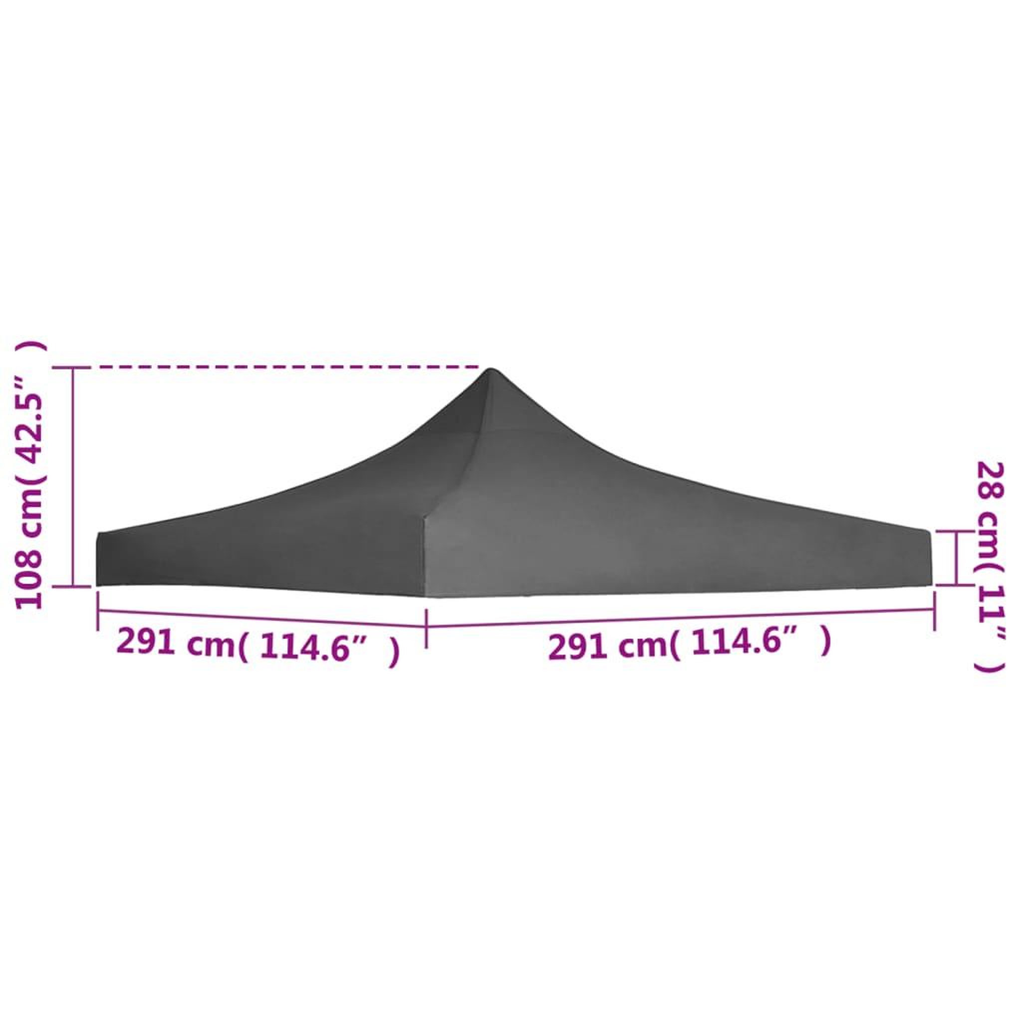 Voir la diapositive 5 : VIDAXL Toit de tente de reception 3 x 3 m Anthracite