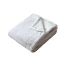 TOILINUX Plaid AZURA imitiation fourrure et flanelle. Coloris disponibles : Blanc, Gris