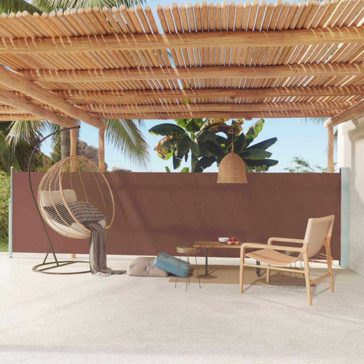 VIDAXL Auvent lateral retractable de patio 140x600 cm Marron